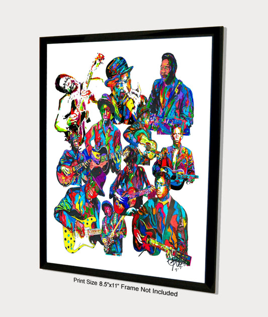 Blues Players Robert Johnson Buddy Guy Music Print Poster Wall Art 8.5x11