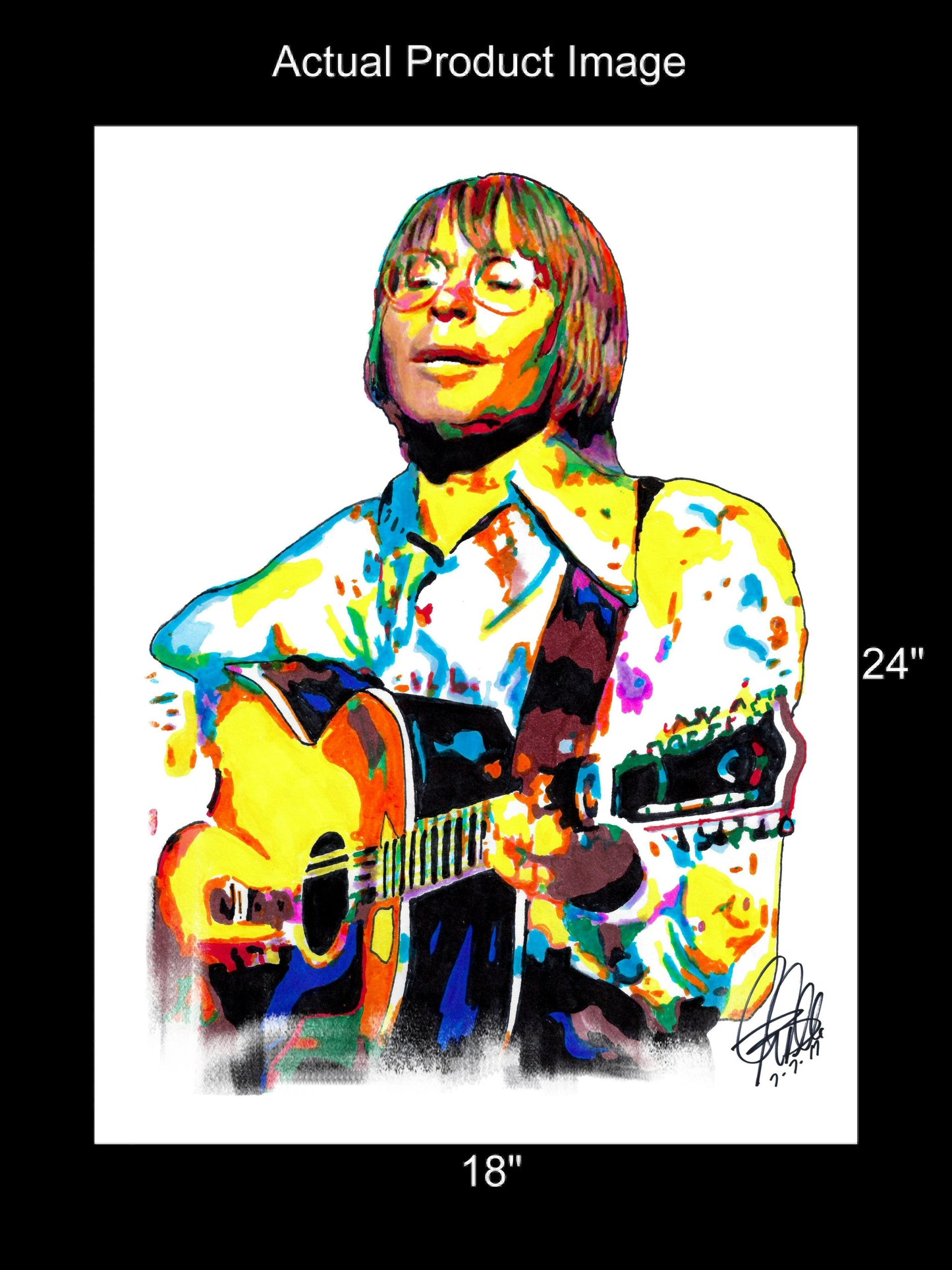 John Denver Singer Guitar Folk Rock Music Poster Print Wall Art 18x24