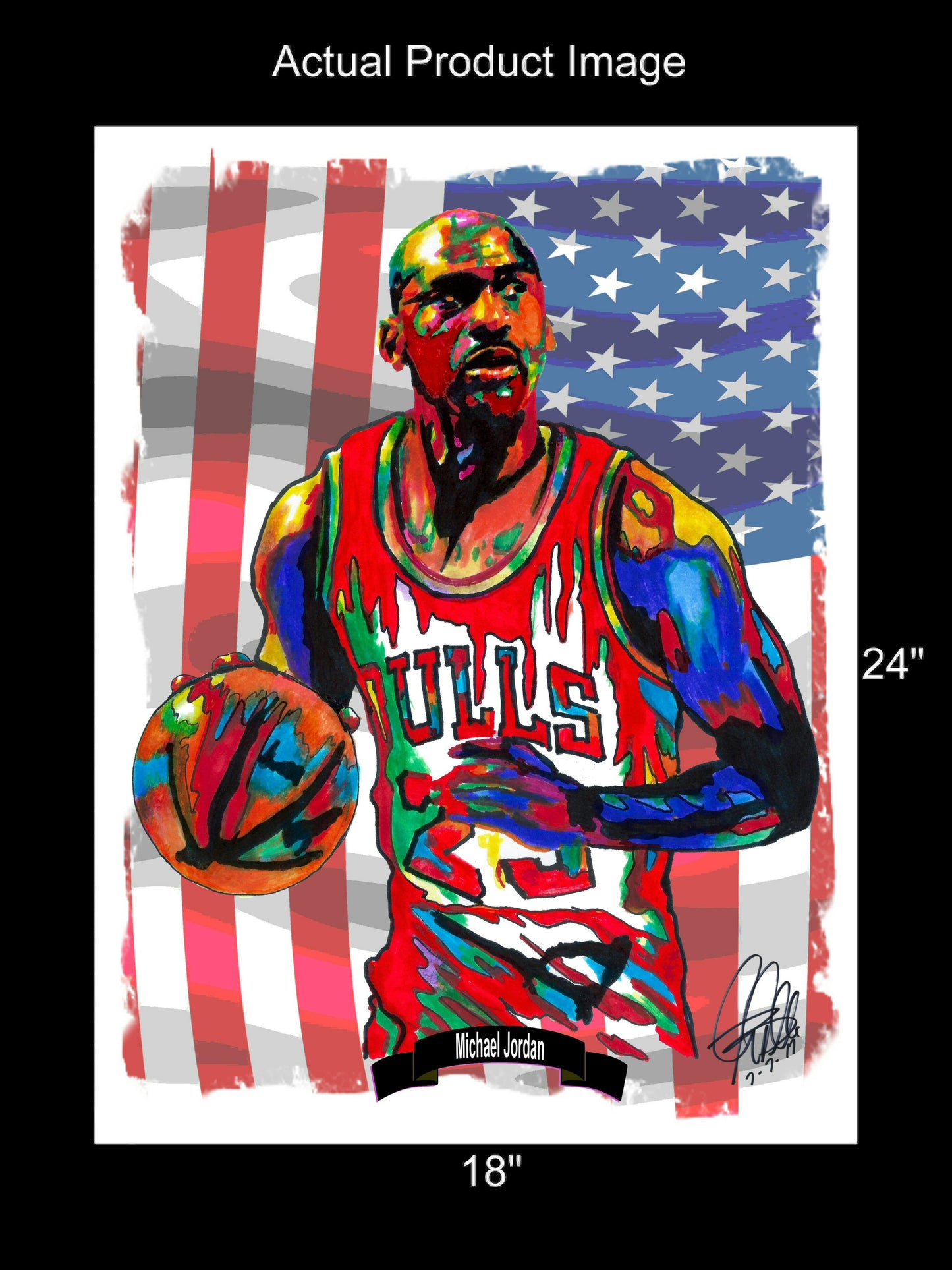 Michael Jordan Chicago Bulls Basketball Poster Print Wall Art 18x24
