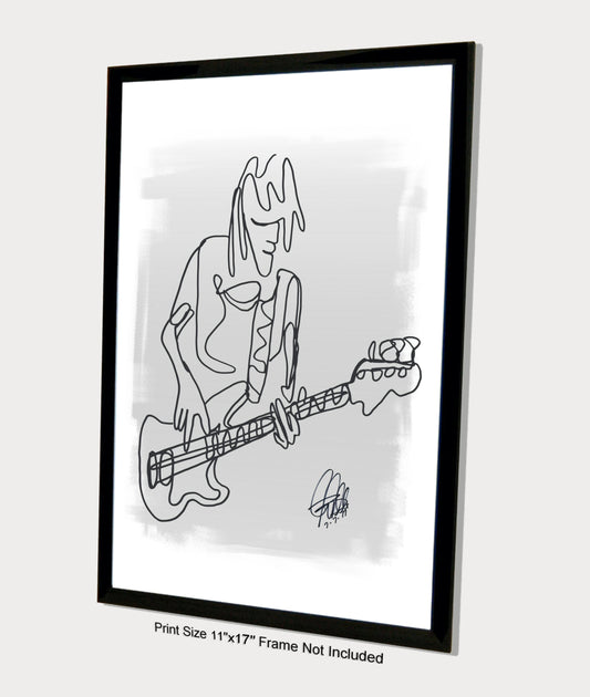Bass Player Rock Music Poster Print Wall Art 11x17