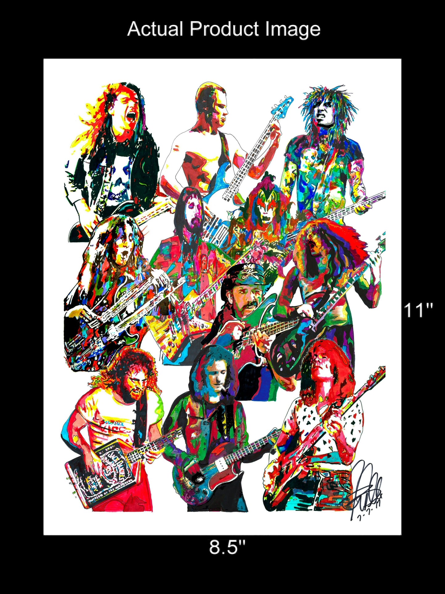 Bass Players Entwistle Flea Lemmy Sixx Rock Music Poster Print Wall Art 8.5x11