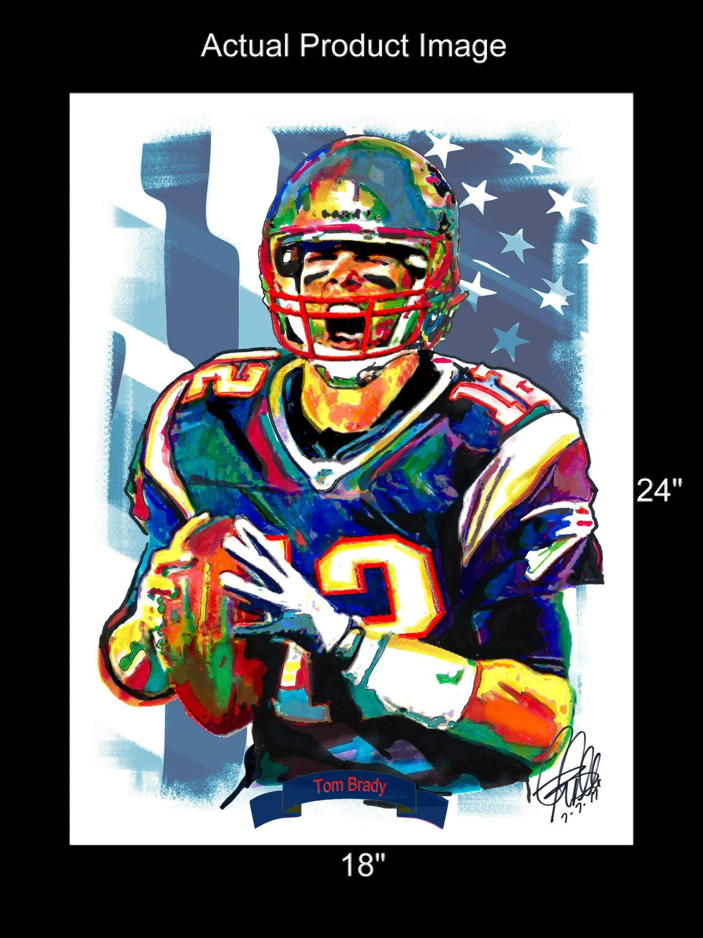 Tom Brady New England Patriots Football Sports Poster Print Wall Art 18x24