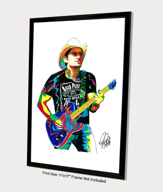 Brad Paisley Singer Guitar Music Poster Print Wall Art 11x17