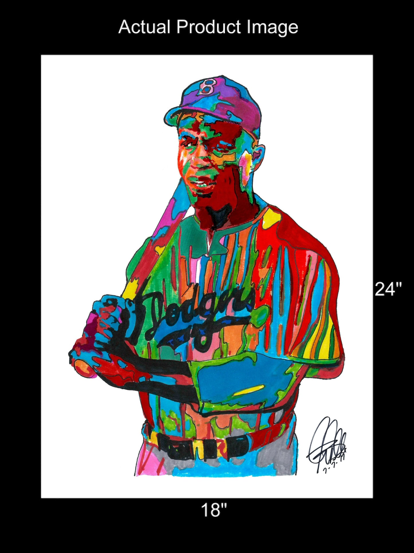 Jackie Robinson Brooklyn Dodgers Baseball Sports Poster Print Wall Art 18x24