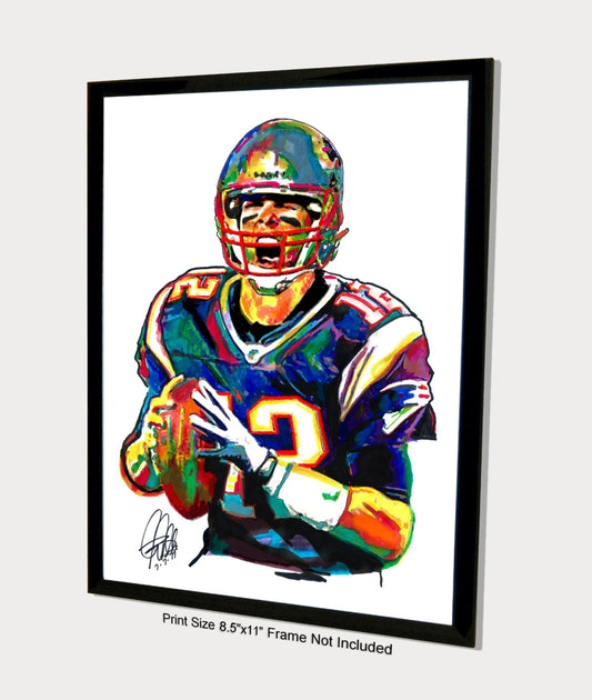 Tom Brady New England Patriots Football Poster Print Wall Art 8.5x11