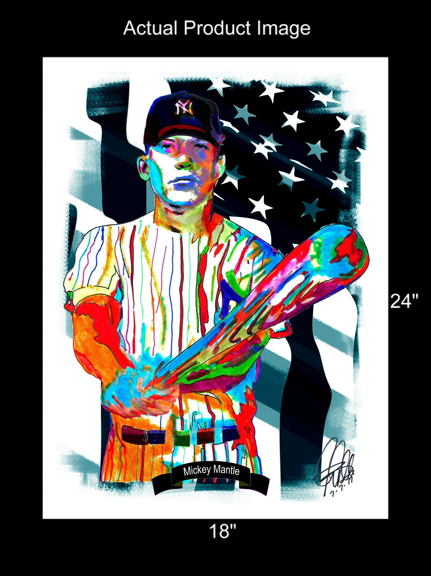 Mickey Mantle New York Yankees Baseball Sports Print Poster Wall Art 18x24