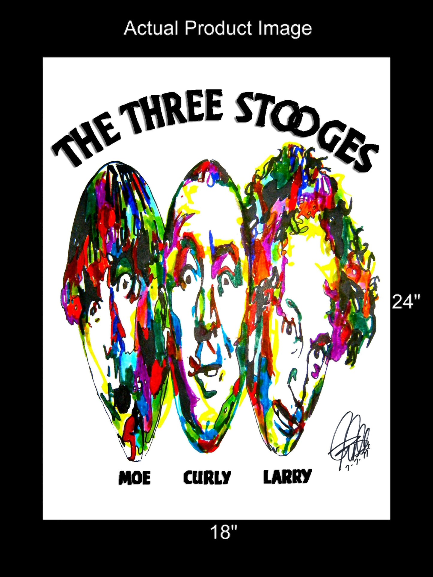 The Three Stooges Moe Larry Curly Slapstick Print Poster Wall Art 18x24