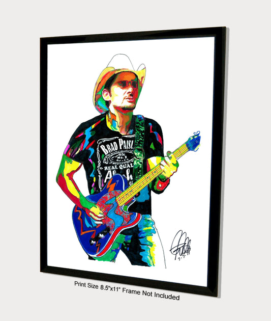 Brad Paisley Singer Guitar Music Poster Print Wall Art 8.5x11