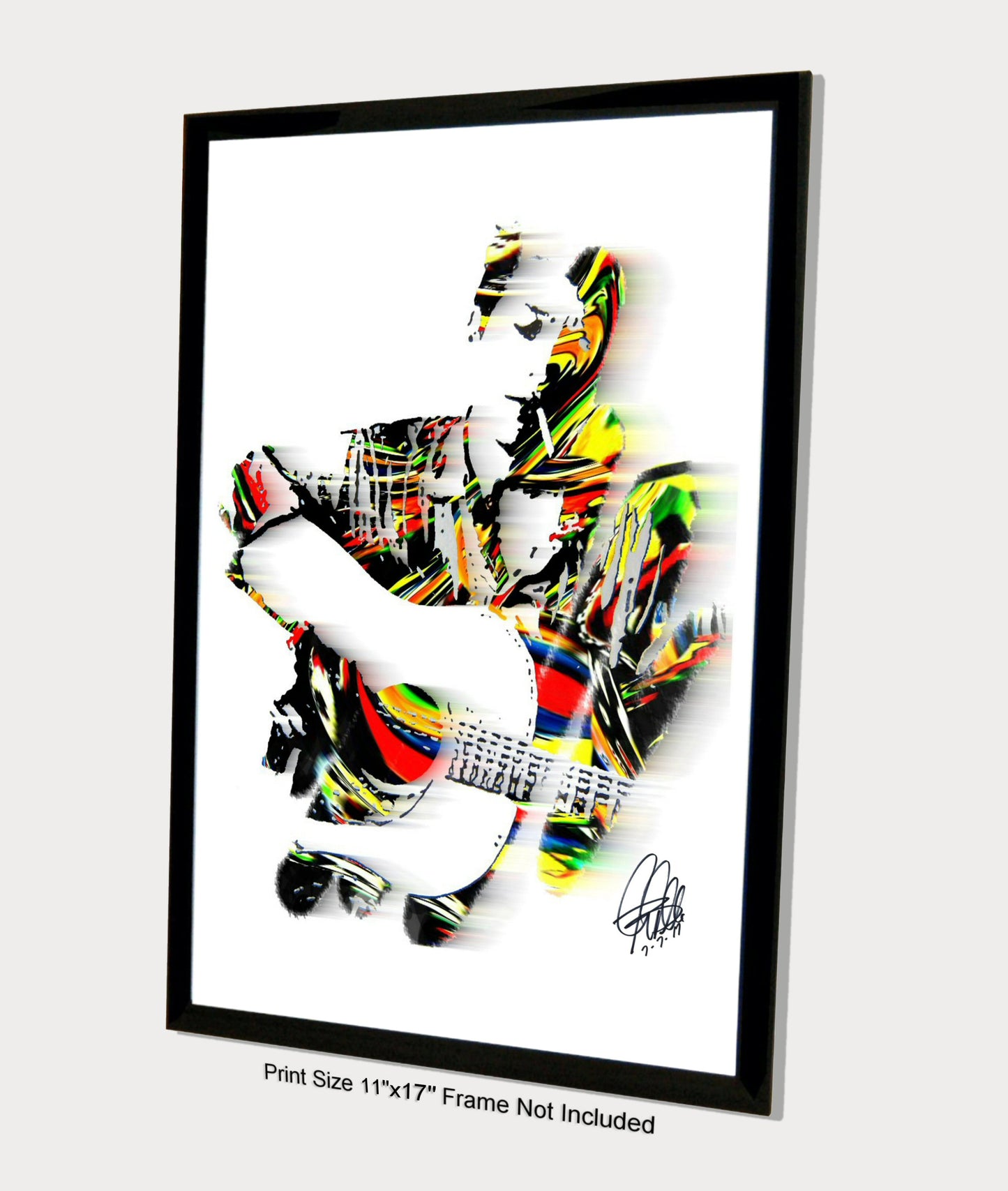 Bob Dylan Guitar Folk Rock Pop Music Poster Print Wall Art 11x17