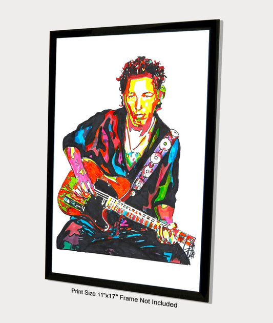 Bruce Springsteen Guitar Rock Music Print Poster Wall Art 11x17