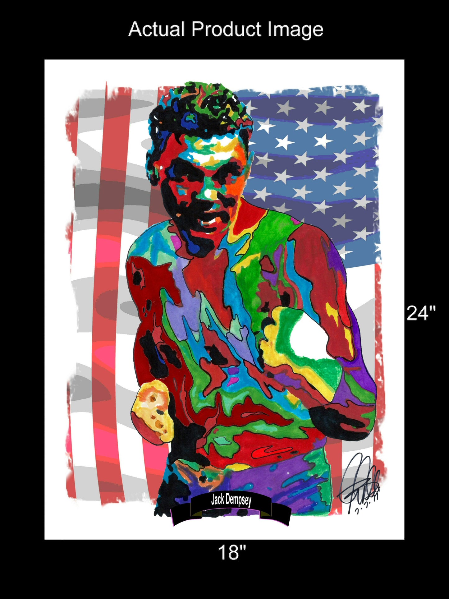 Jack Dempsey Boxing Heavyweight Sports Poster Print Wall Art 18x24
