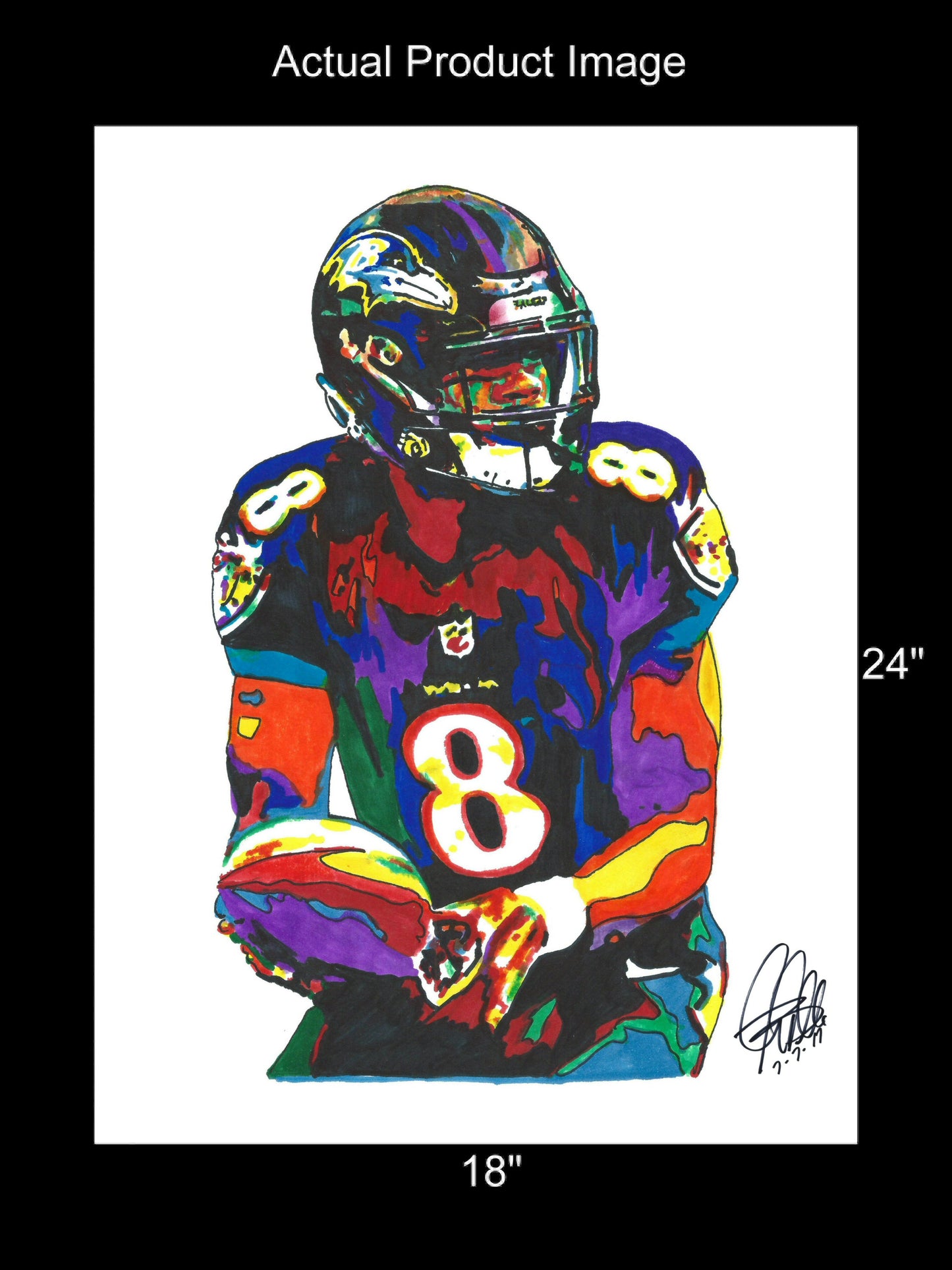 Lamar Jackson Baltimore Ravens Football Print Poster Wall Art 18x24