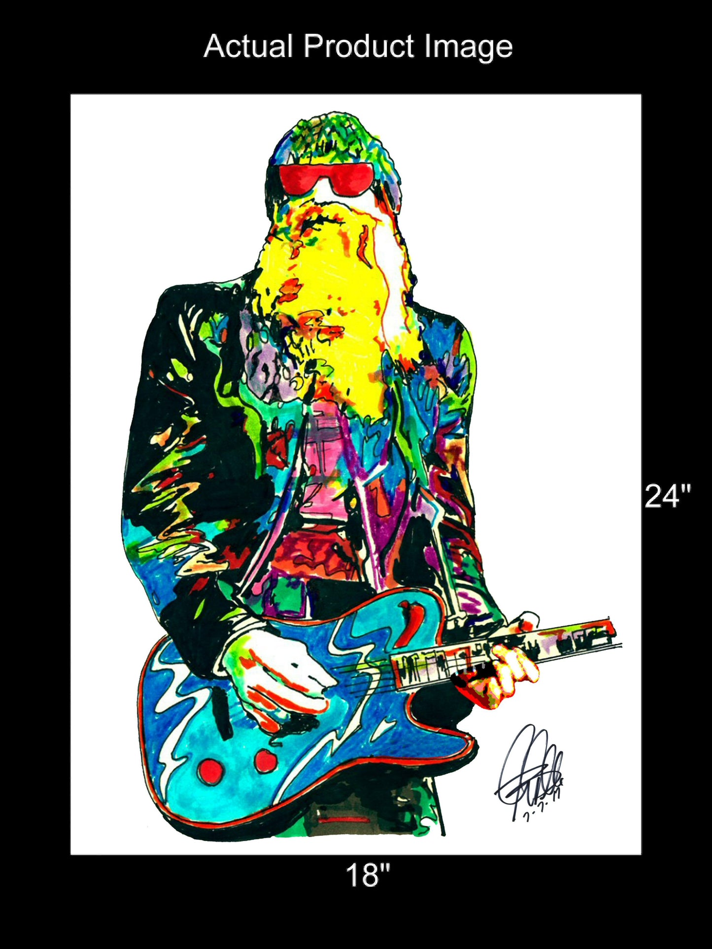 Billy Gibbons ZZ Top Guitar Rock Music Poster Print Wall Art 18x24