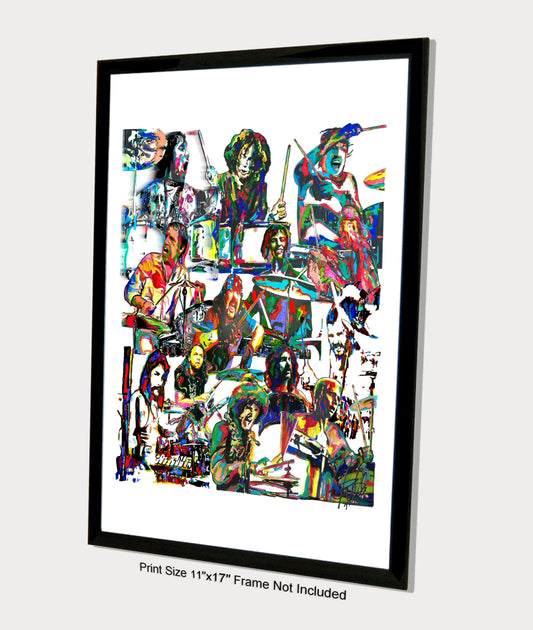 Drummers John Bonham Buddy Rich Keith Moon Ringo Music Poster Print 11x17