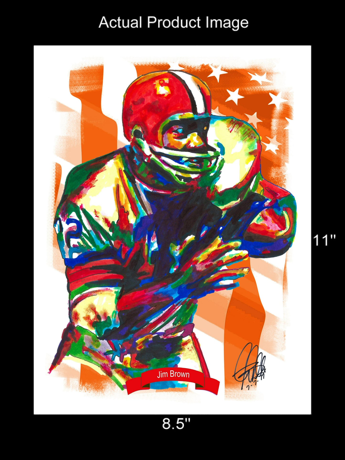 Jim Brown Cleveland Browns Fullback Football Sports Poster Print Wall Art 8.5x11