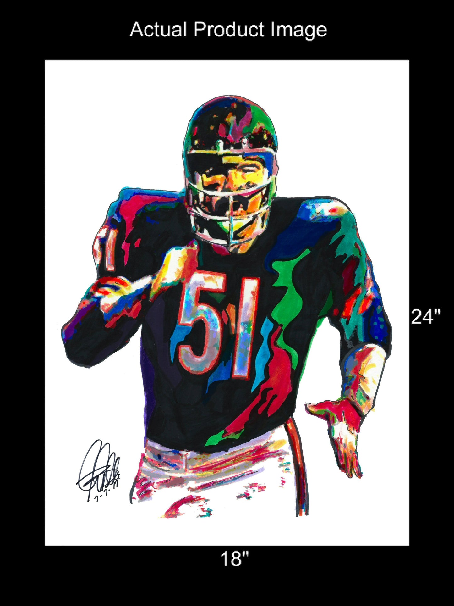 Dick Butkus Chicago Bears Football Sports Poster Print Wall Art 18x24