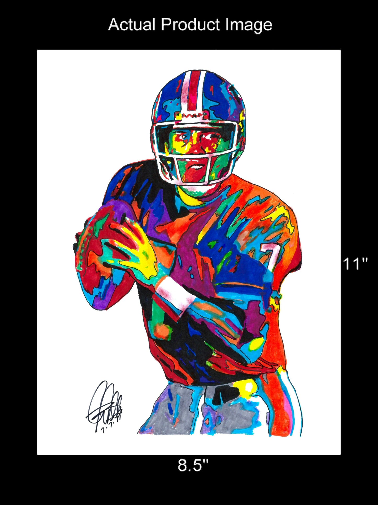John Elway Denver Broncos QB Football Sports Poster Print Wall Art 8.5x11