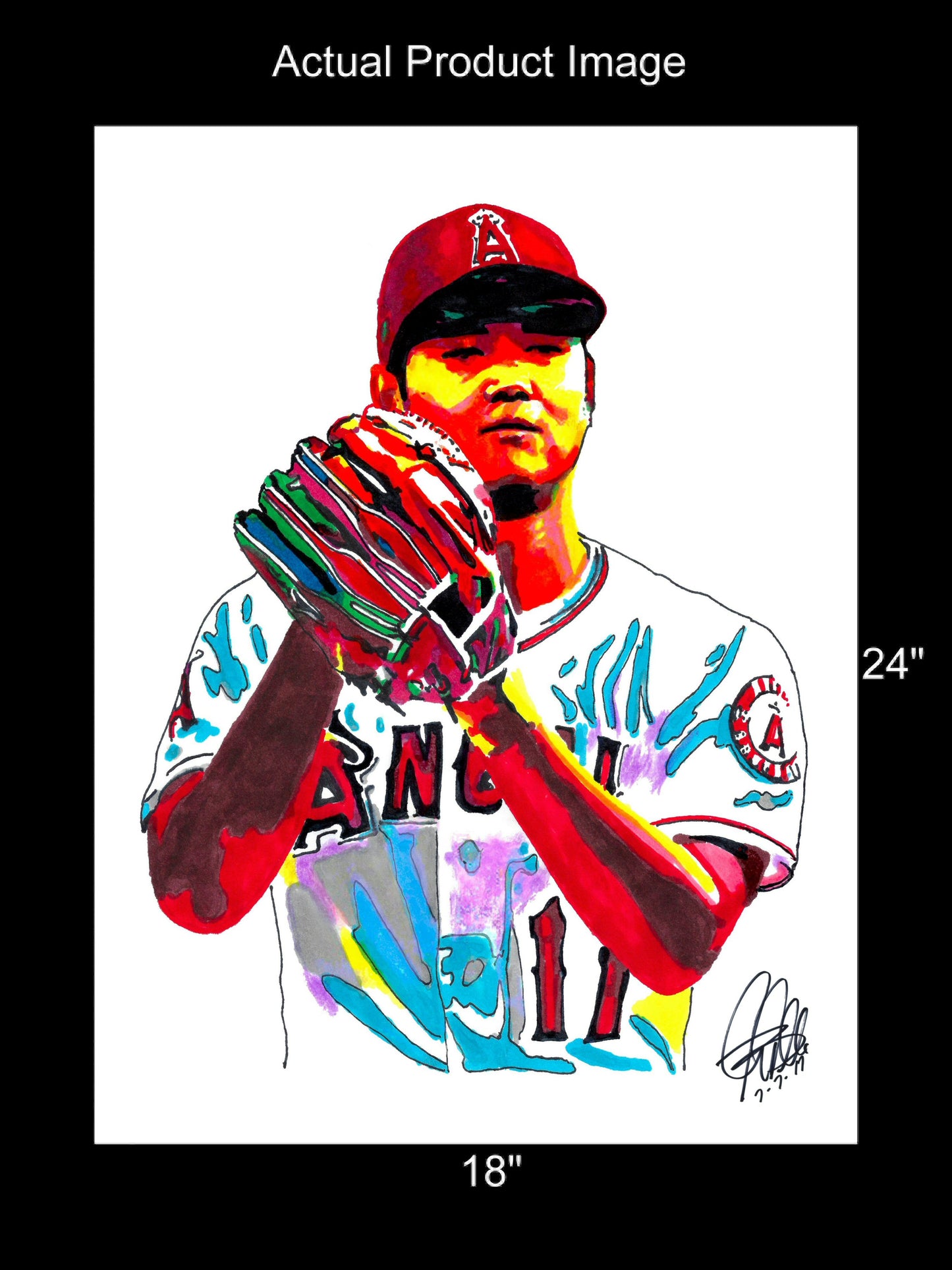 Shohei Ohtani Los Angeles Angels Pitcher Baseball Poster Print Wall Art 18x24