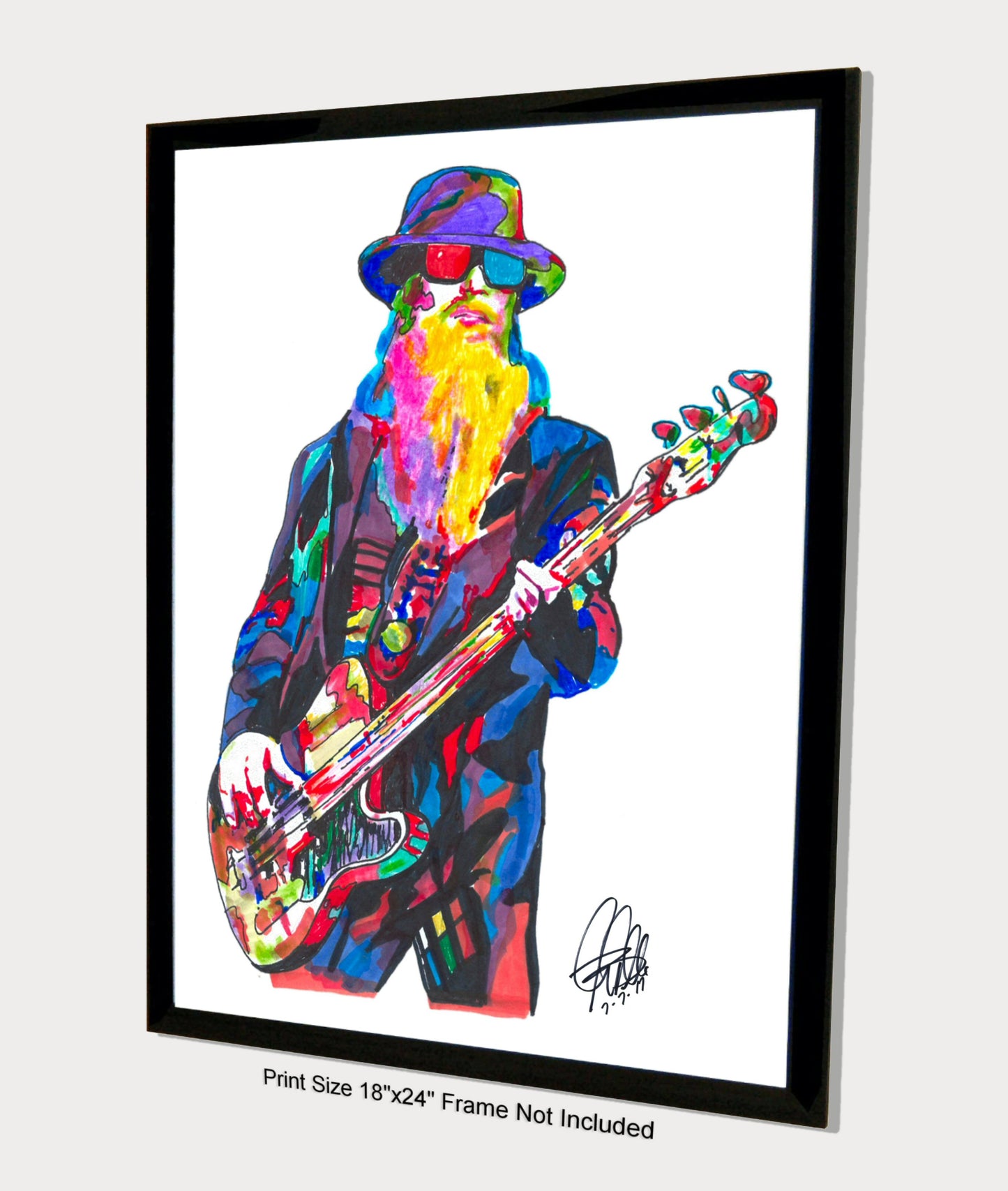 Dusty Hill of ZZ Top Singer Bass Guitar Rock Music Poster Print Wall Art 18x24
