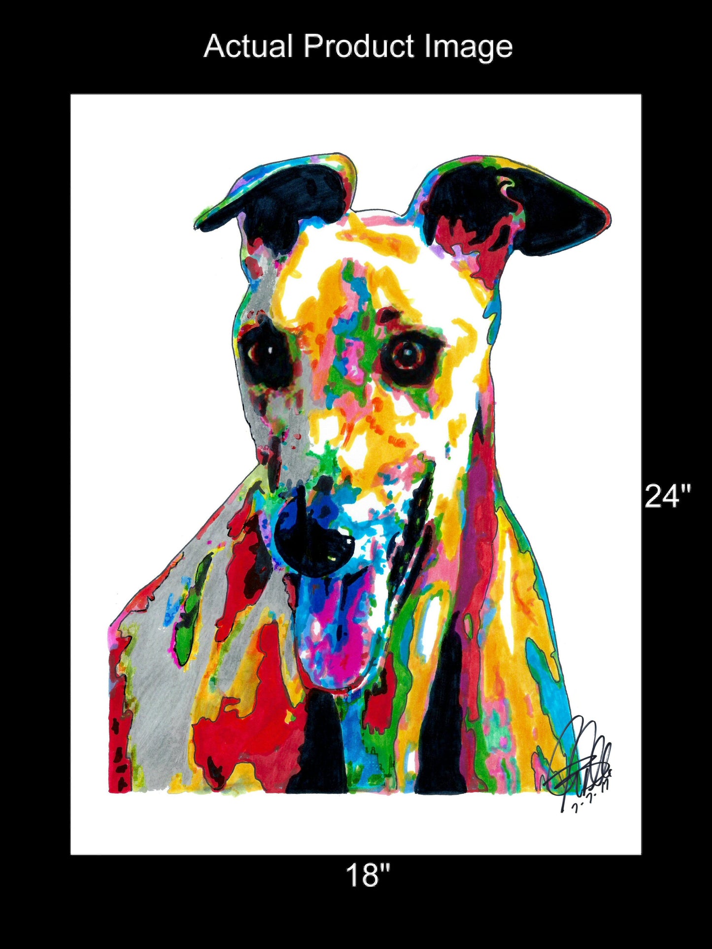 Greyhound Sighthound Race Dog Print Poster Wall Art 18x24