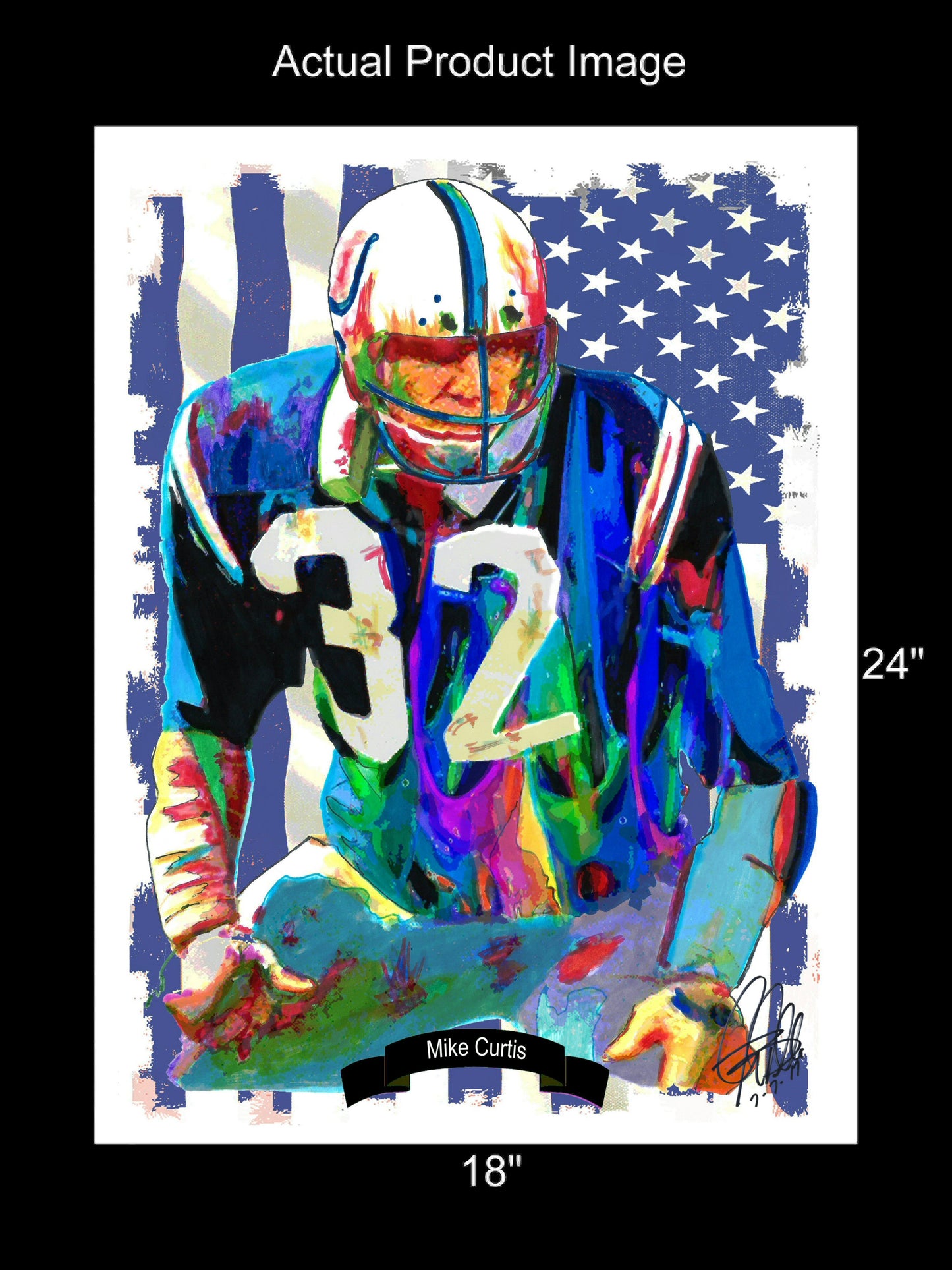 Mike Curtis Baltimore Colts MLB Football Poster Print Wall Art 18x24