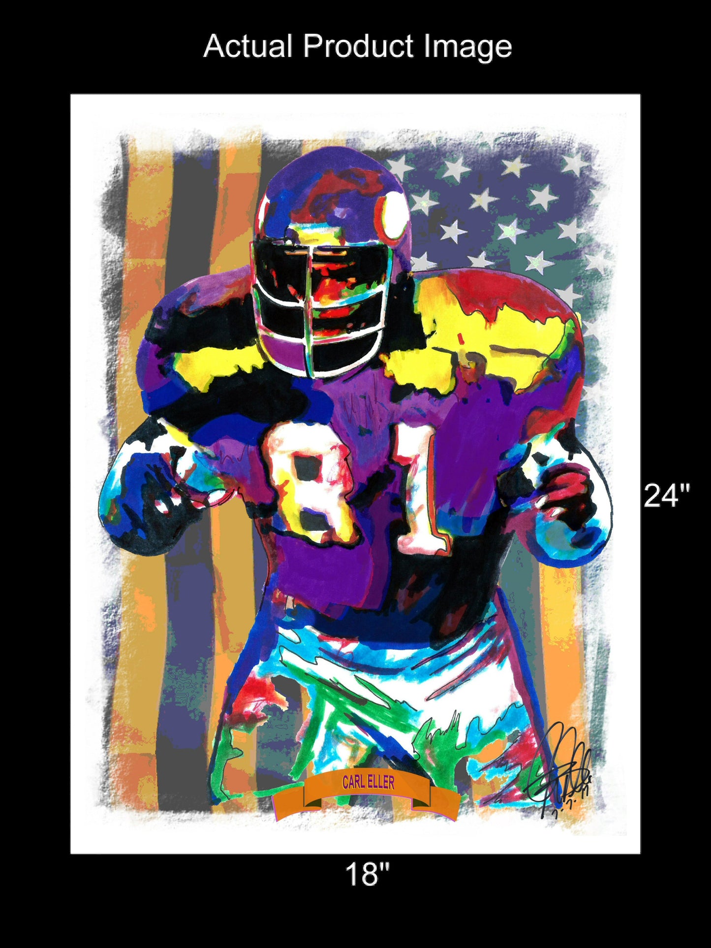 Carl Eller Minnesota Vikings Football Print Poster Wall Art 18x24