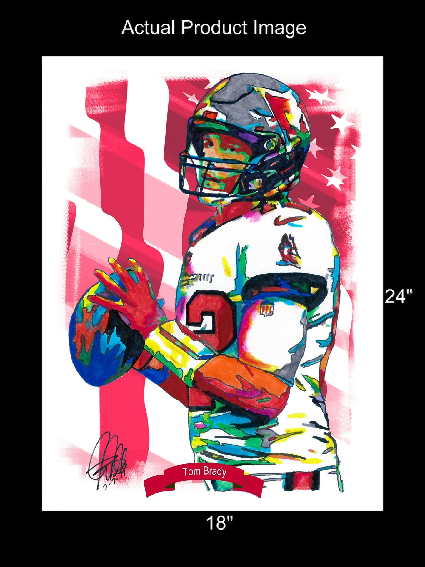 Tom Brady Tampa Bay Buccaneers QB Football Poster Print Wall Art 18x24