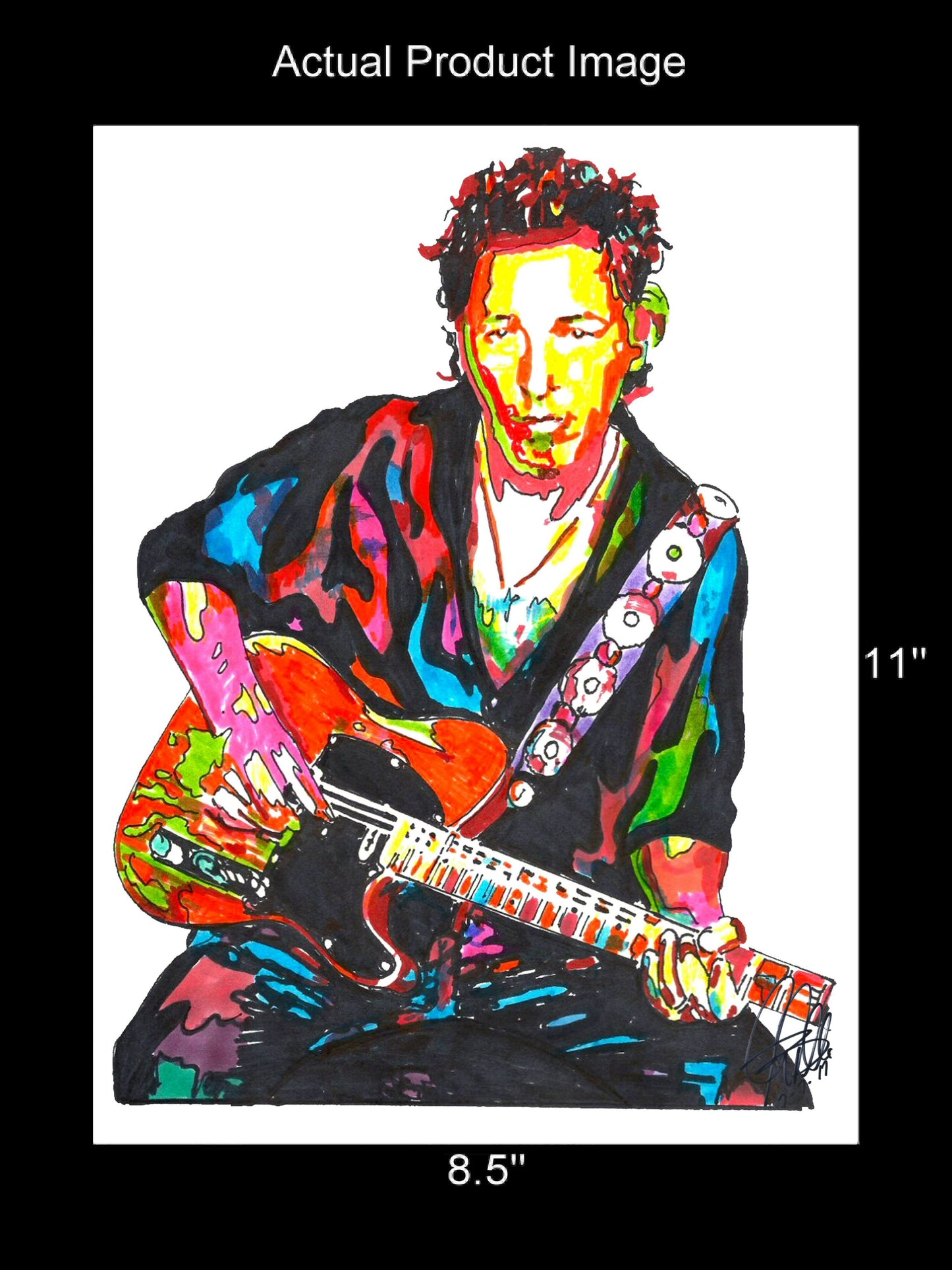 Bruce Springsteen Guitar Rock Music Print Poster Wall Art 8.5x11