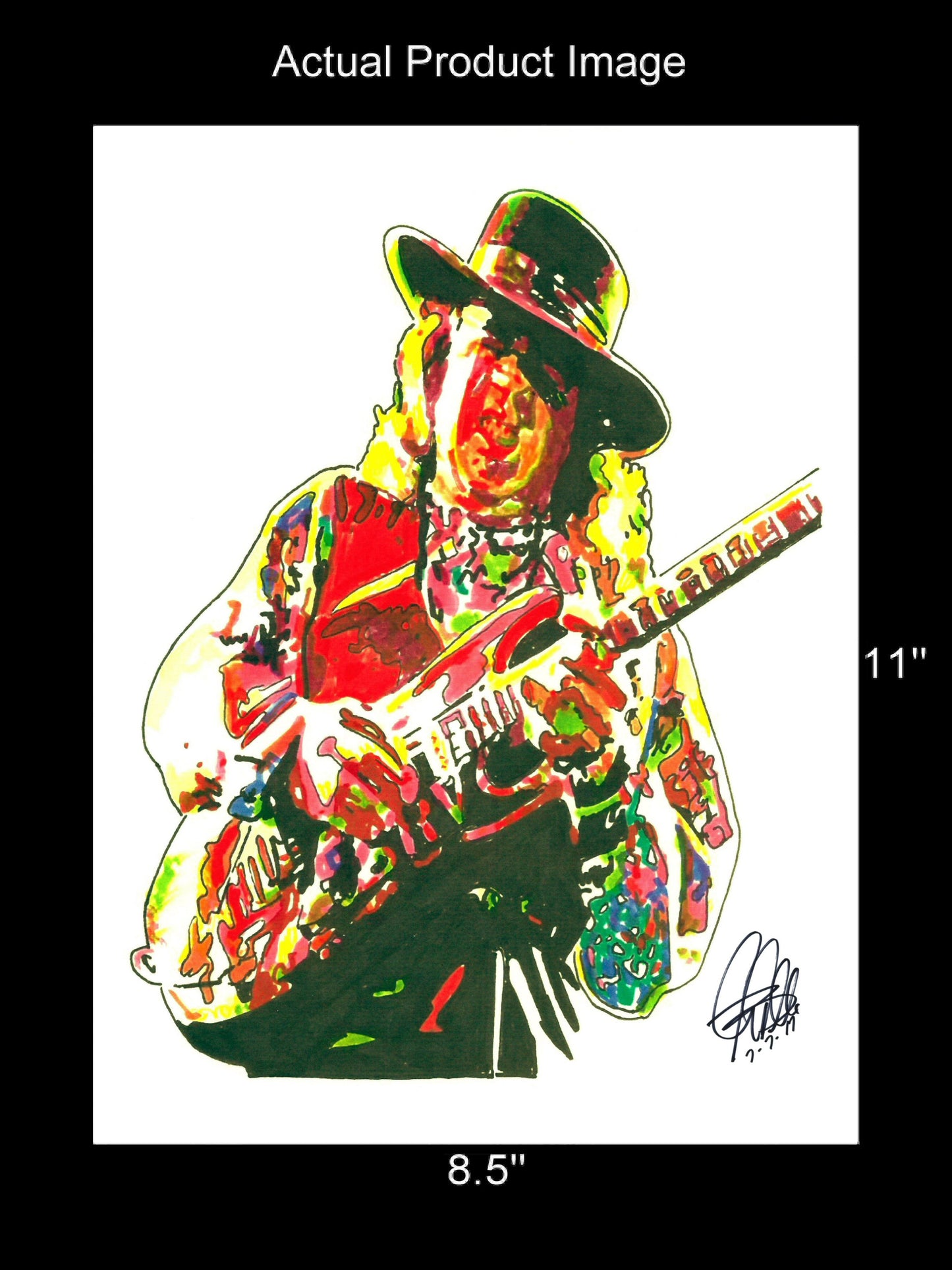 Stevie Ray Vaughan SRV Electric Guitar Music Poster Print Wall Art 8.5x11