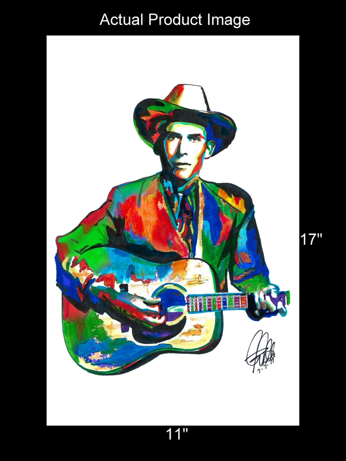 Hank Williams Guitar Singer Country Music Poster Print Wall Art 11x17