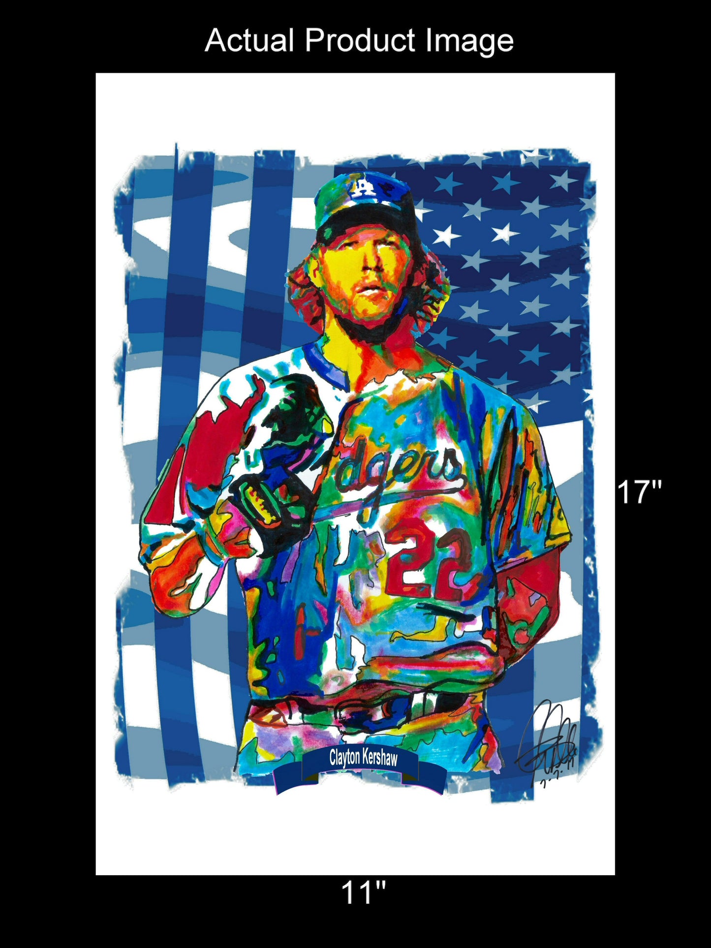 Clayton Kershaw Los Angeles Dodgers Baseball Poster Print Wall Art 11x17