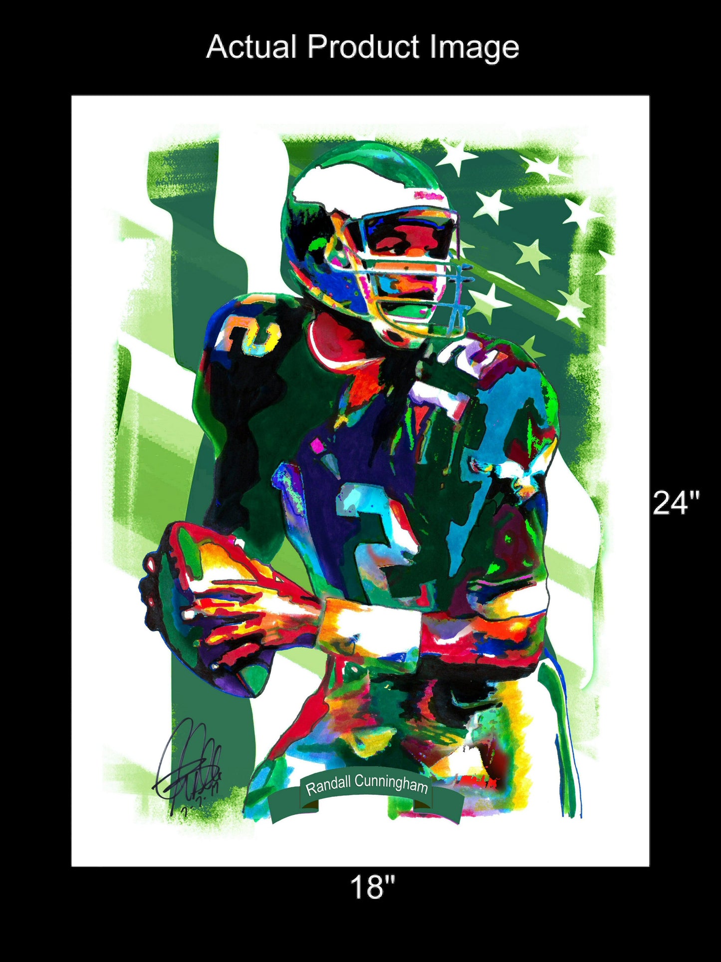 Randall Cunningham Philadelphia Eagles Football Poster Print Wall Art 18x24