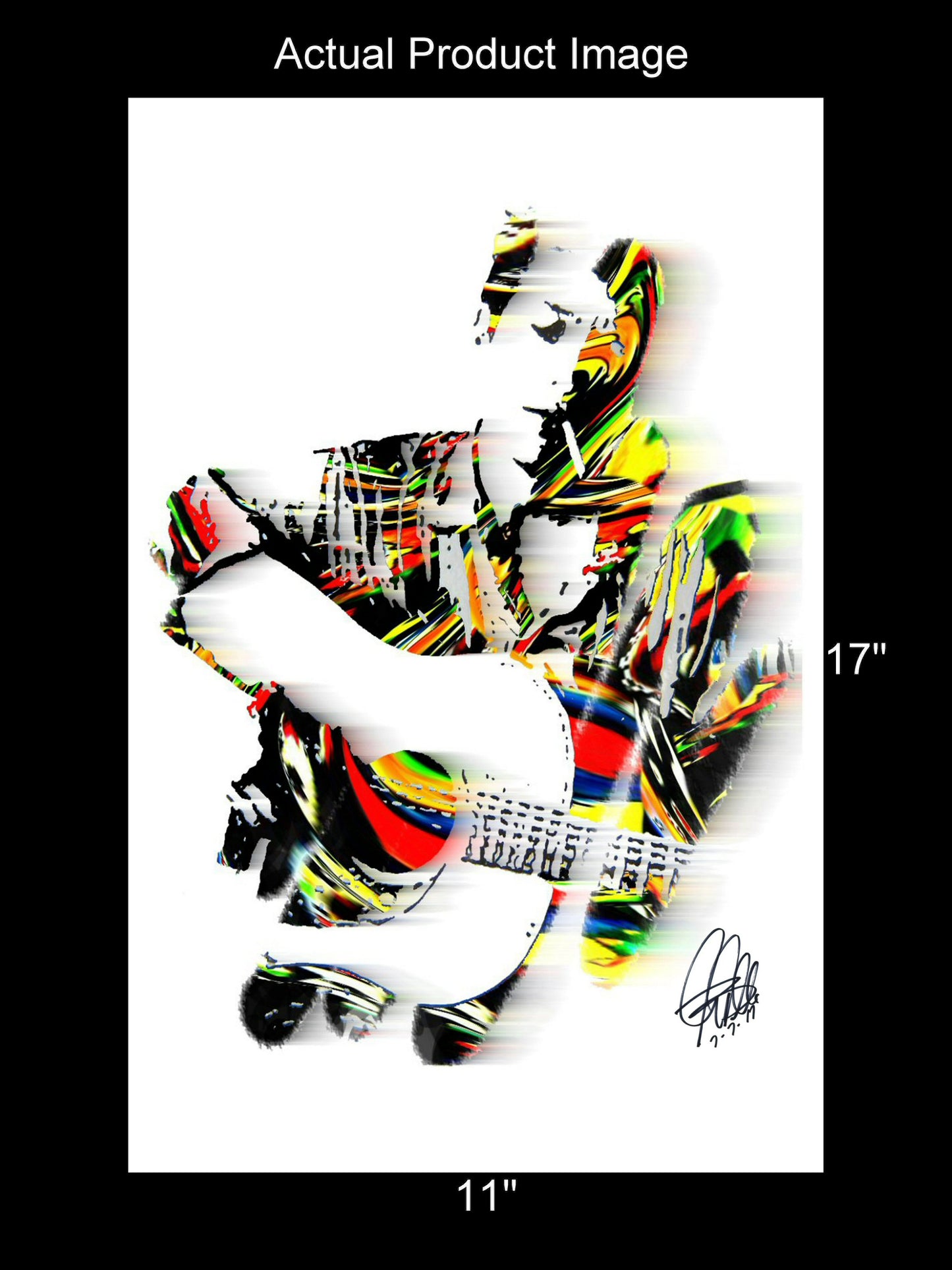 Bob Dylan Guitar Folk Rock Pop Music Poster Print Wall Art 11x17