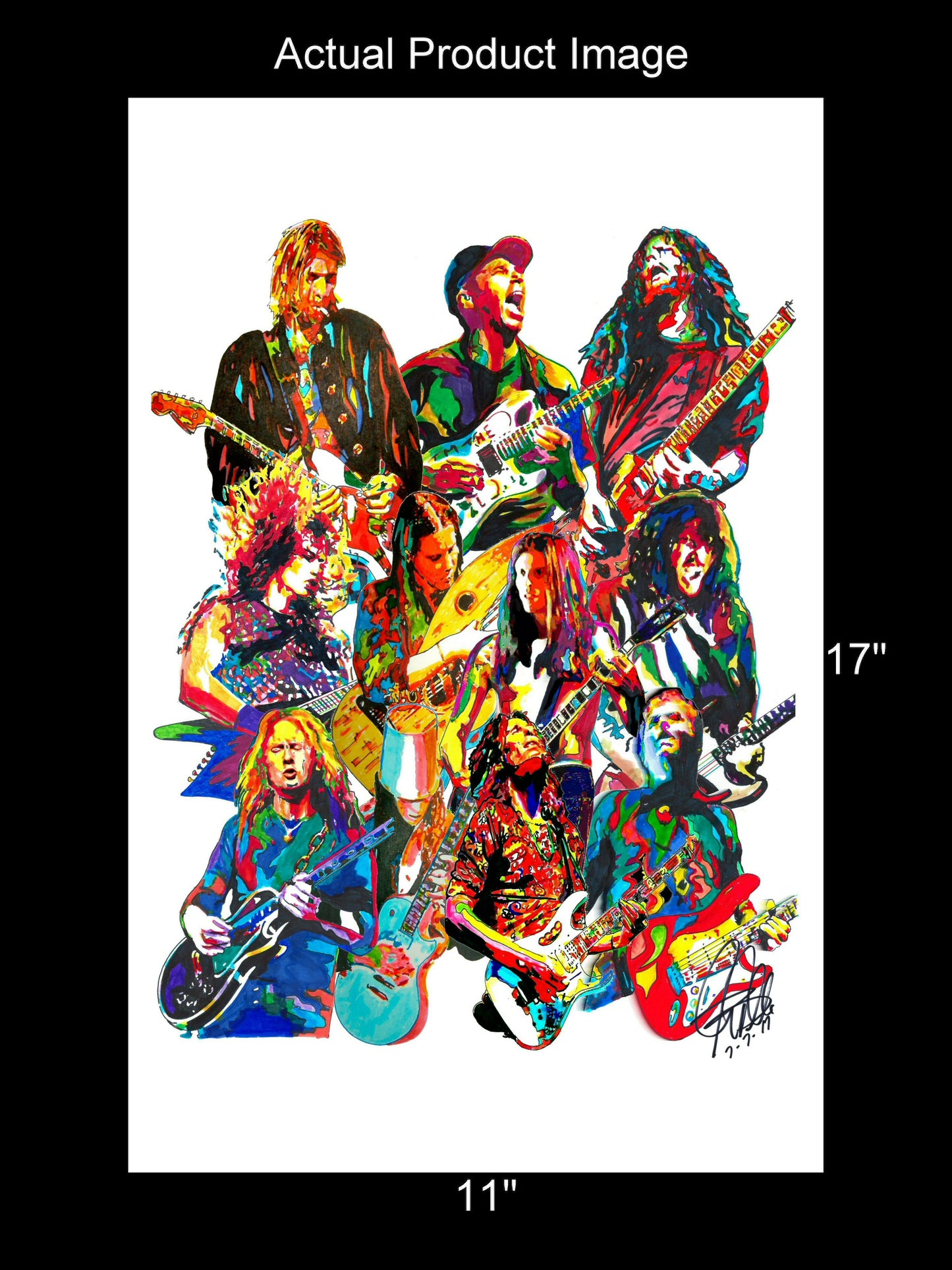 90s Guitar Players Dimebag Buckethead Cobain Music Poster Print Wall Art 11x17