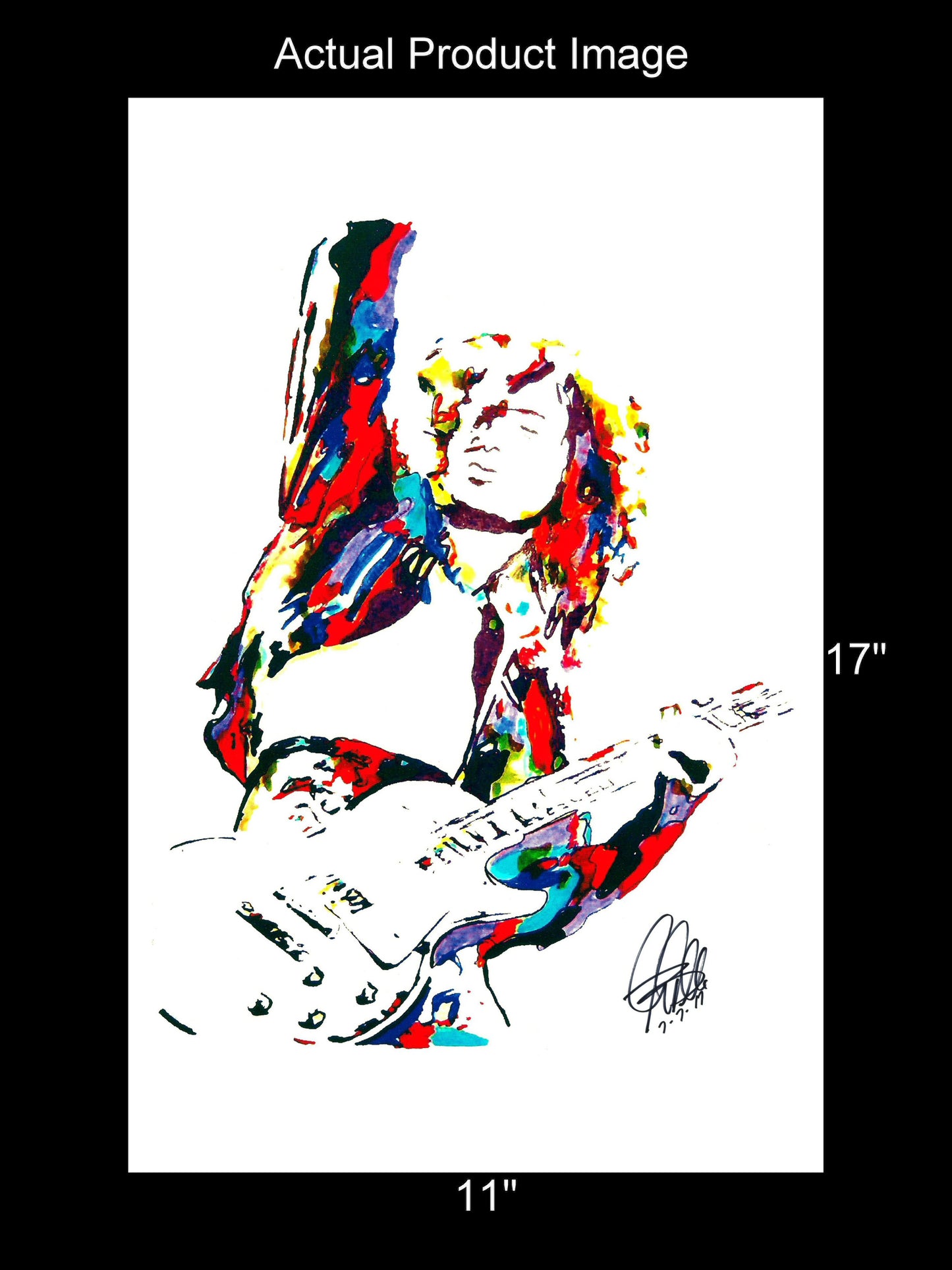 Jimmy Page Led Zeppelin Les Paul Guitar Music Poster Print Wall Art 11x17