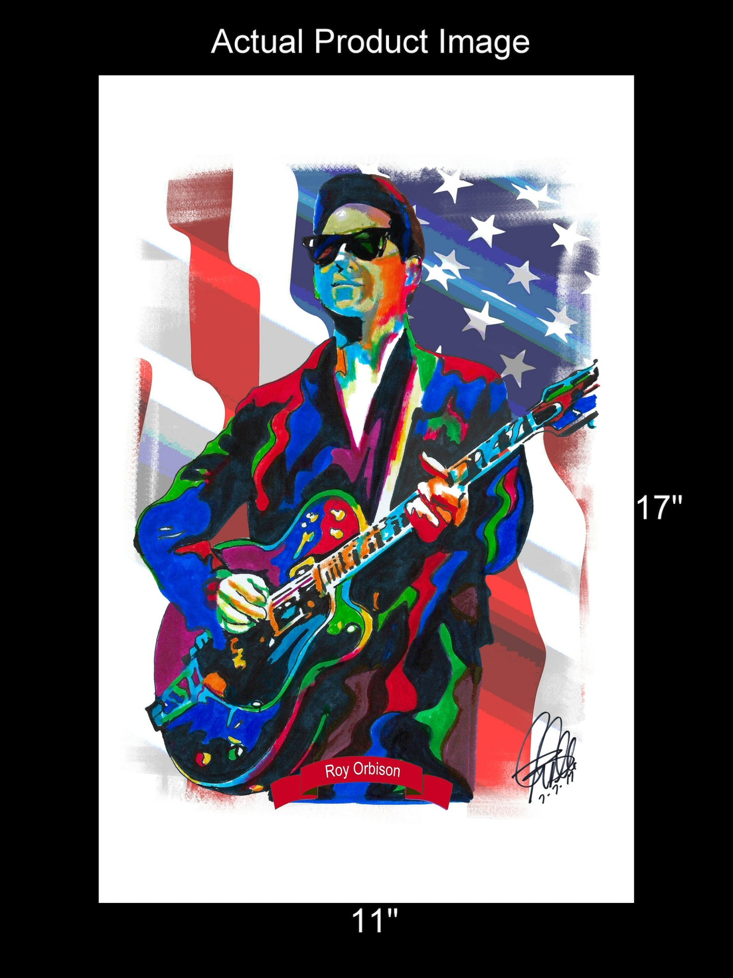 Roy Orbison Singer Guitar Music Poster Print Wall Art 11x17