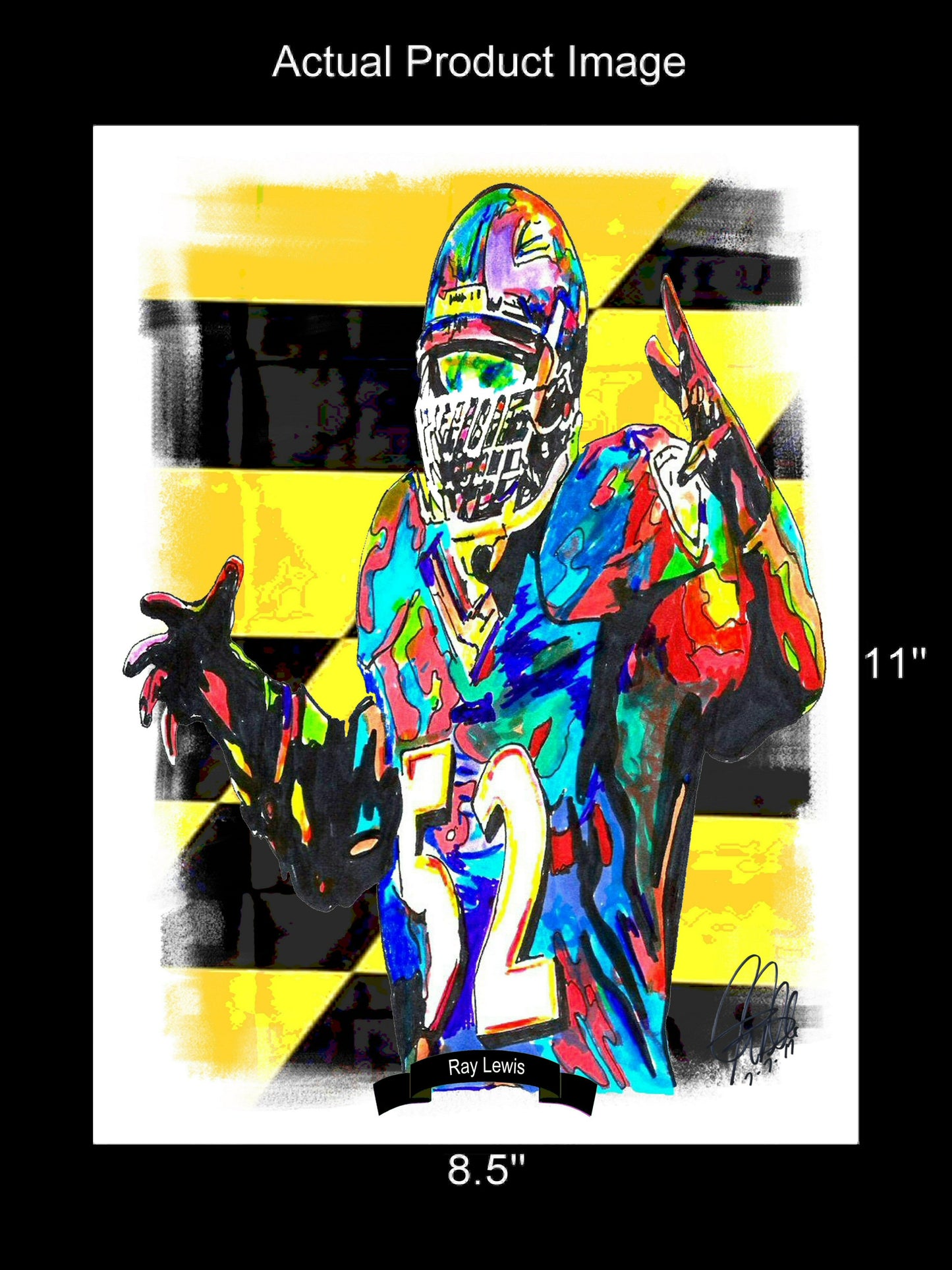 Ray Lewis Baltimore Ravens Football Poster Print Wall Art 8.5x11