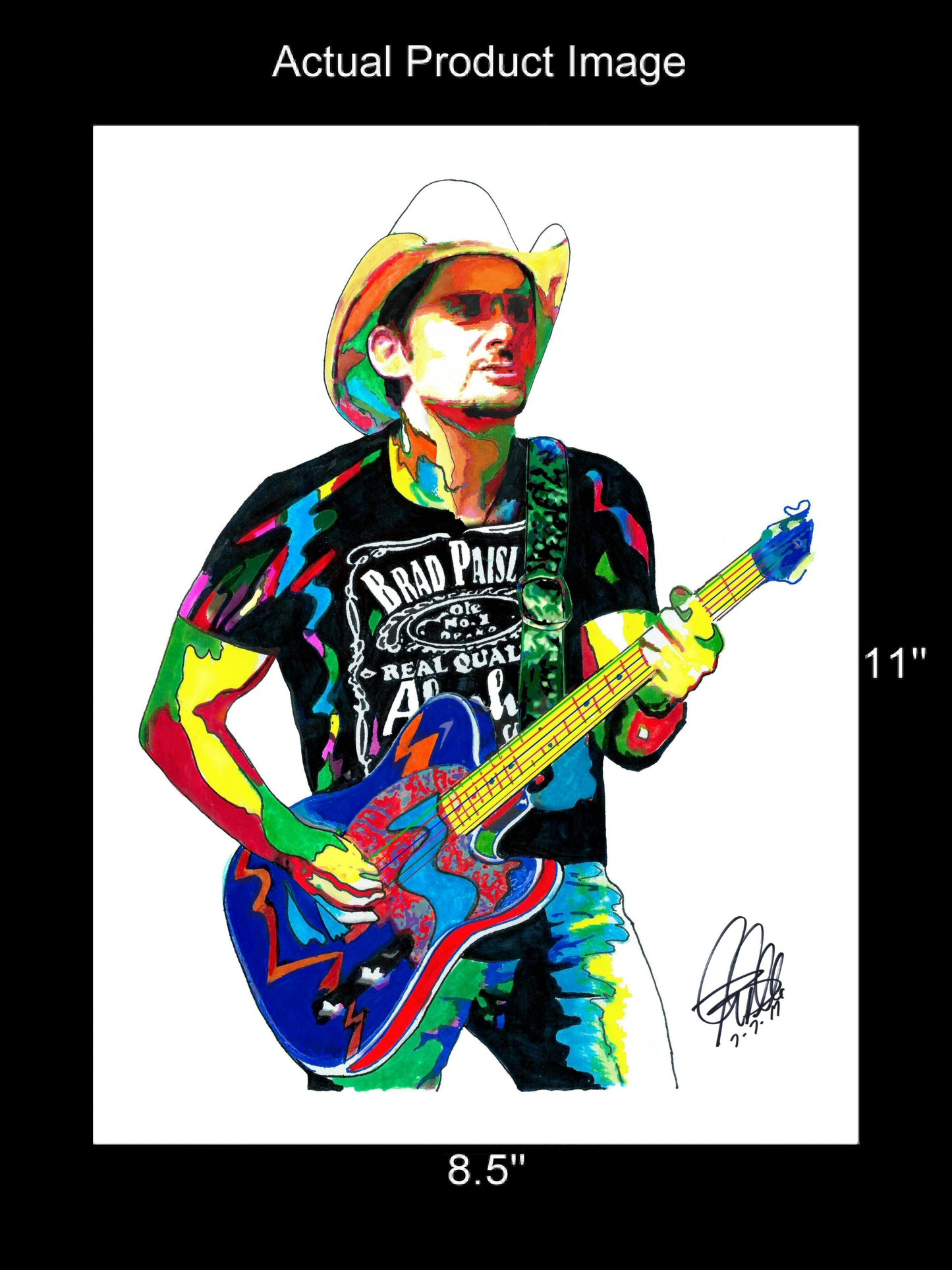 Brad Paisley Singer Guitar Music Poster Print Wall Art 8.5x11