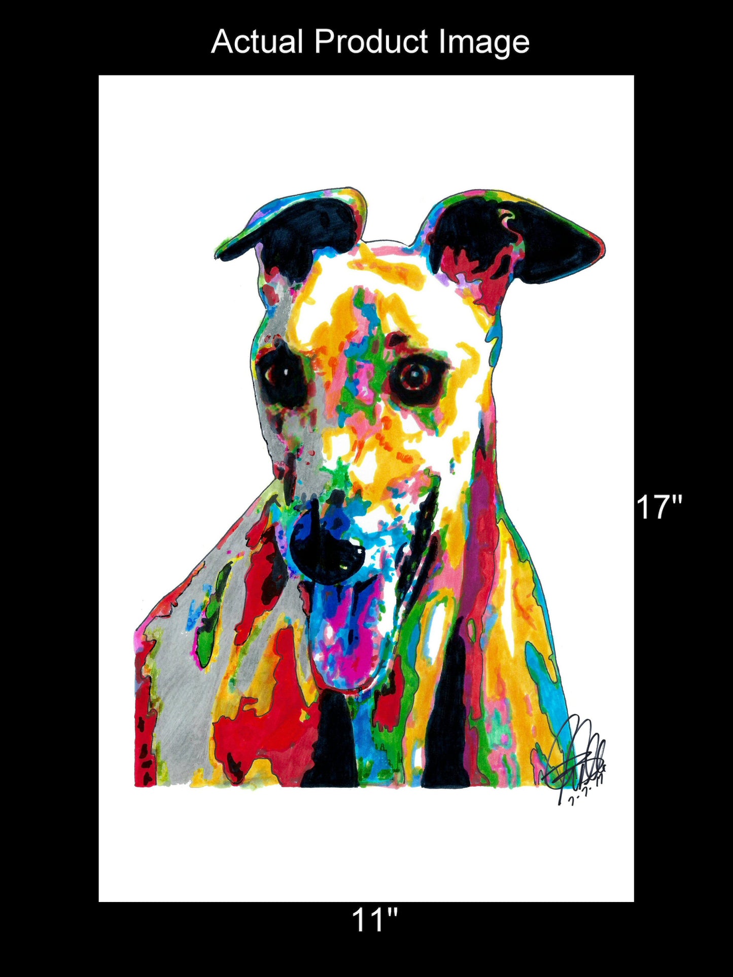 Greyhound Sighthound Race Dog Print Poster Wall Art 11x17