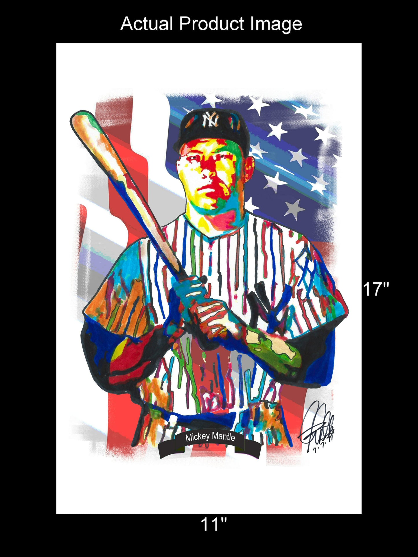 Mickey Mantle New York Yankees Baseball CF Print Poster Wall Art 11x17