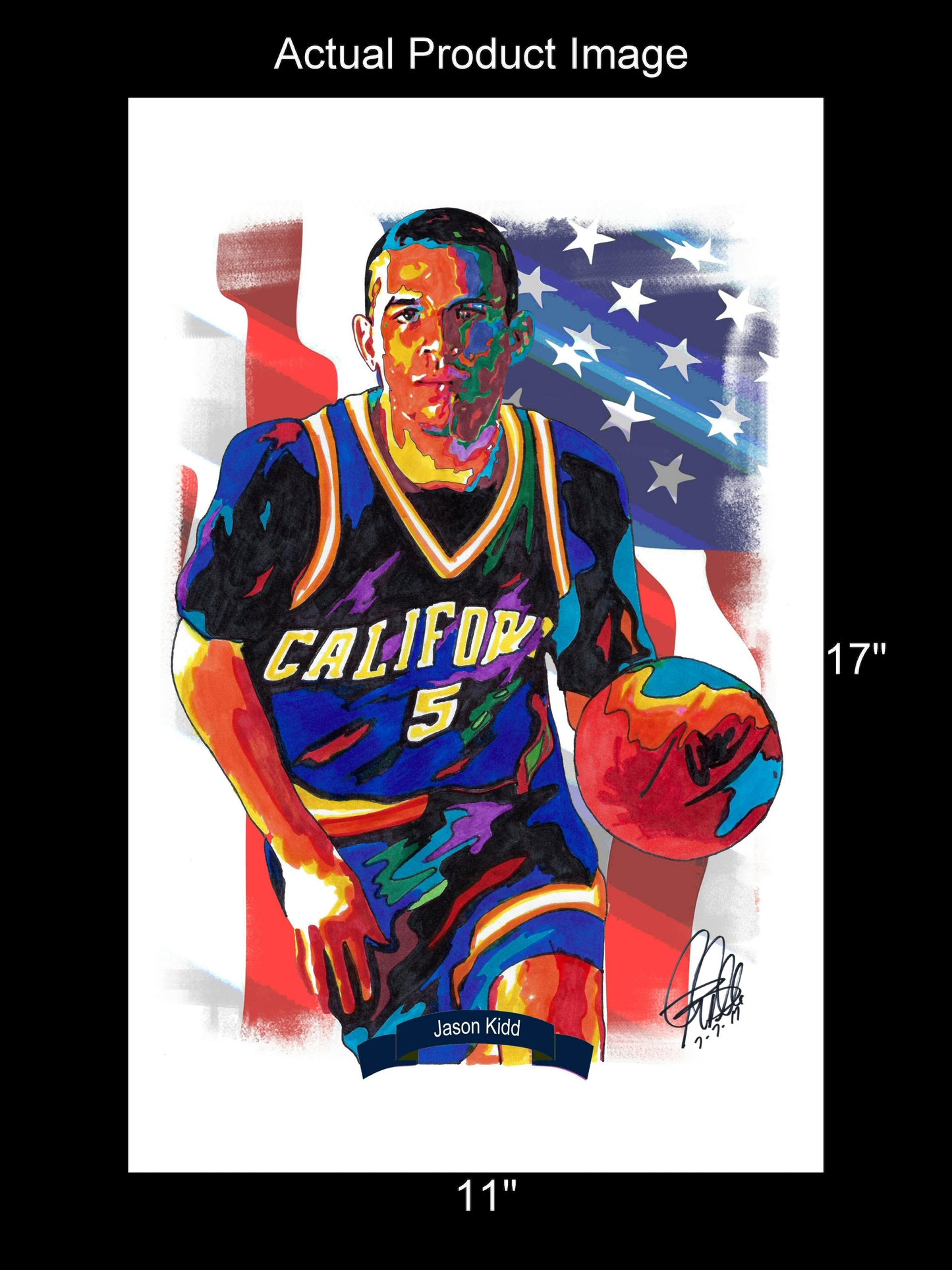 Jason Kidd California Golden Bears Basketball Poster Print Wall Art 11x17