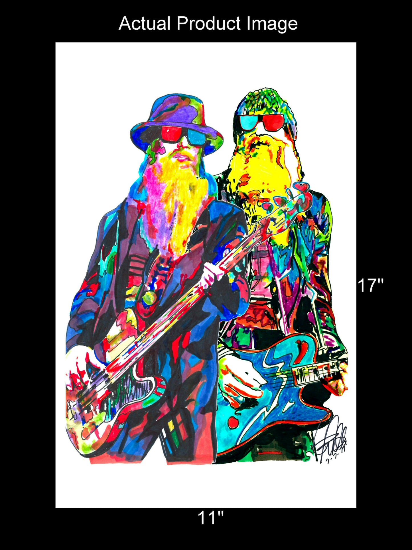 Dusty Hill Billy Gibbons ZZ Top Guitar Rock Music Poster Print Wall Art 11x17