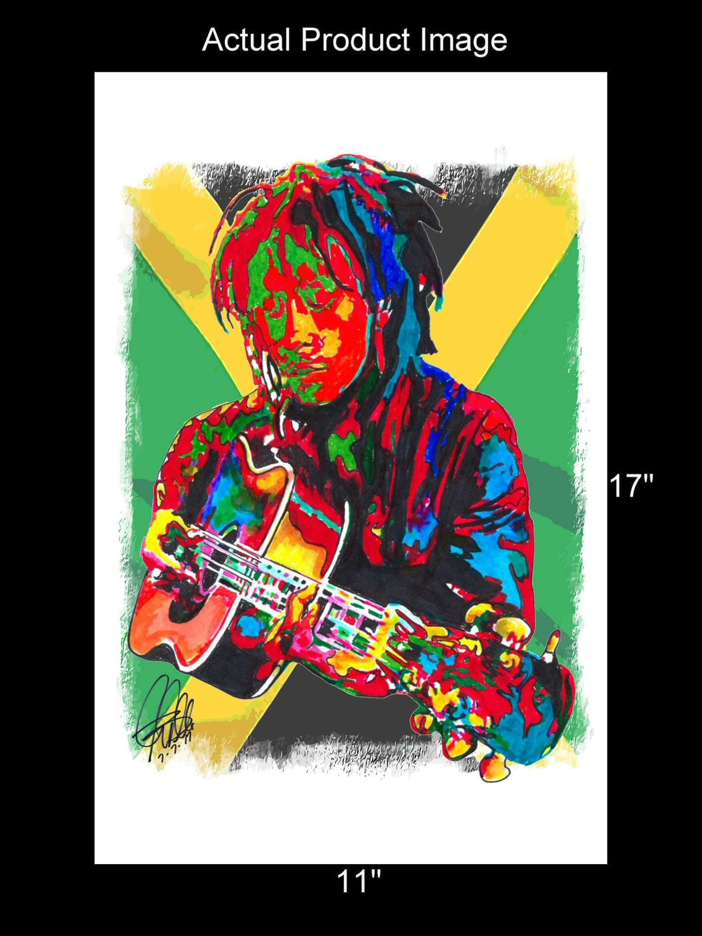 Bob Marley The Wailers Guitar Reggae Music Poster Print Wall Art 11x17