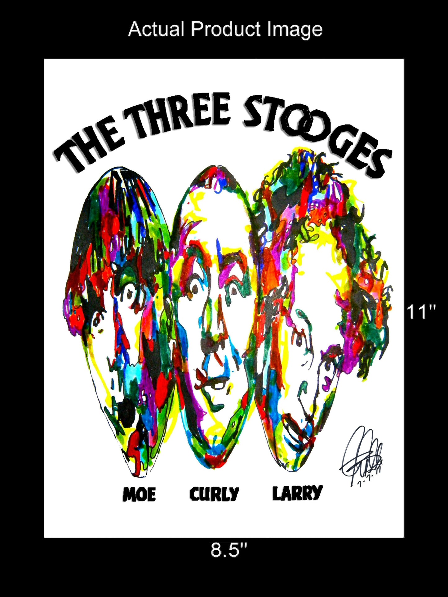 The Three Stooges Moe Larry Curly Slapstick Print Poster Wall Art 8.5x11