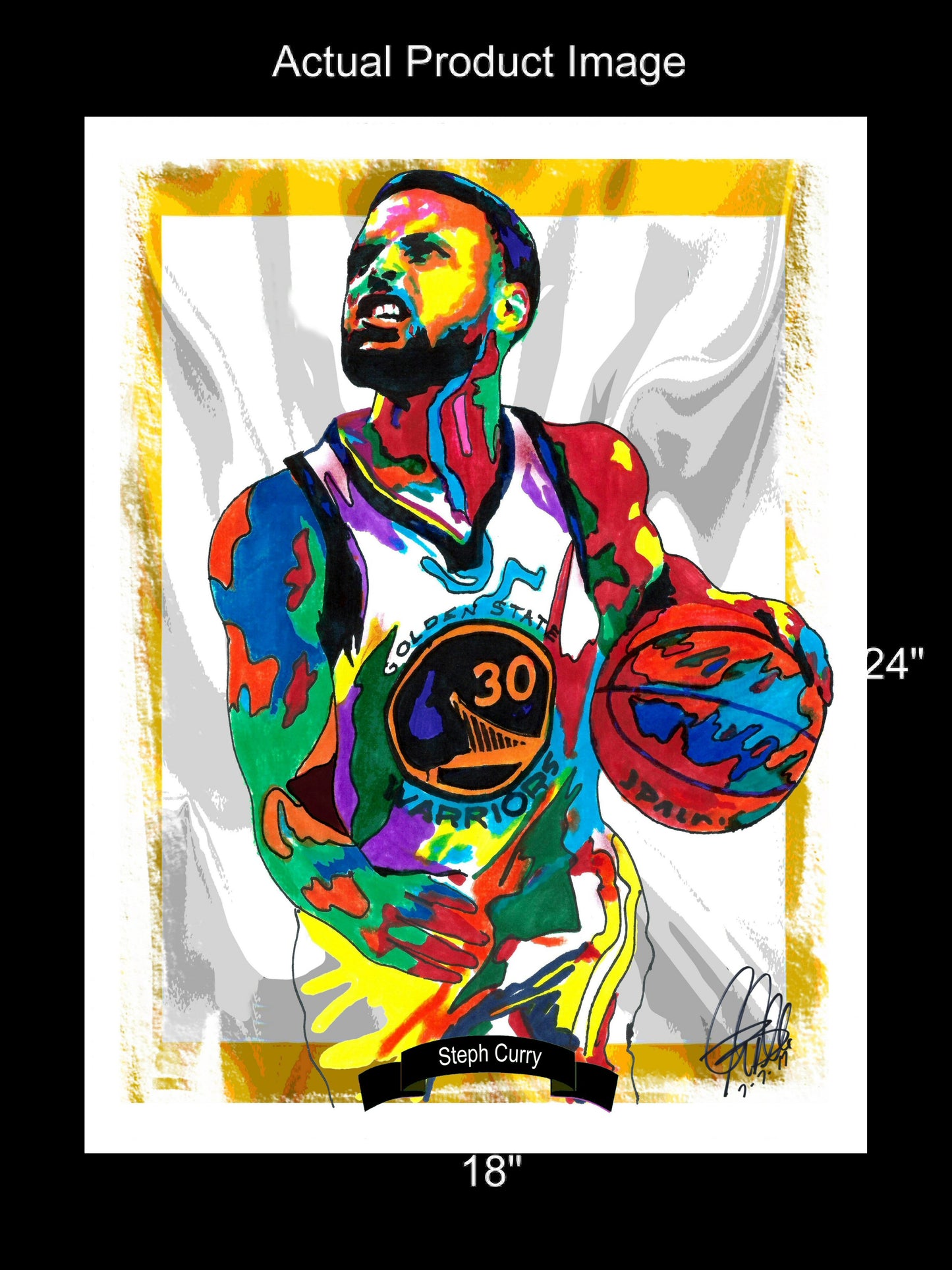 Steph Curry Golden State Warriors Basketball Poster Print Wall Art 18x24