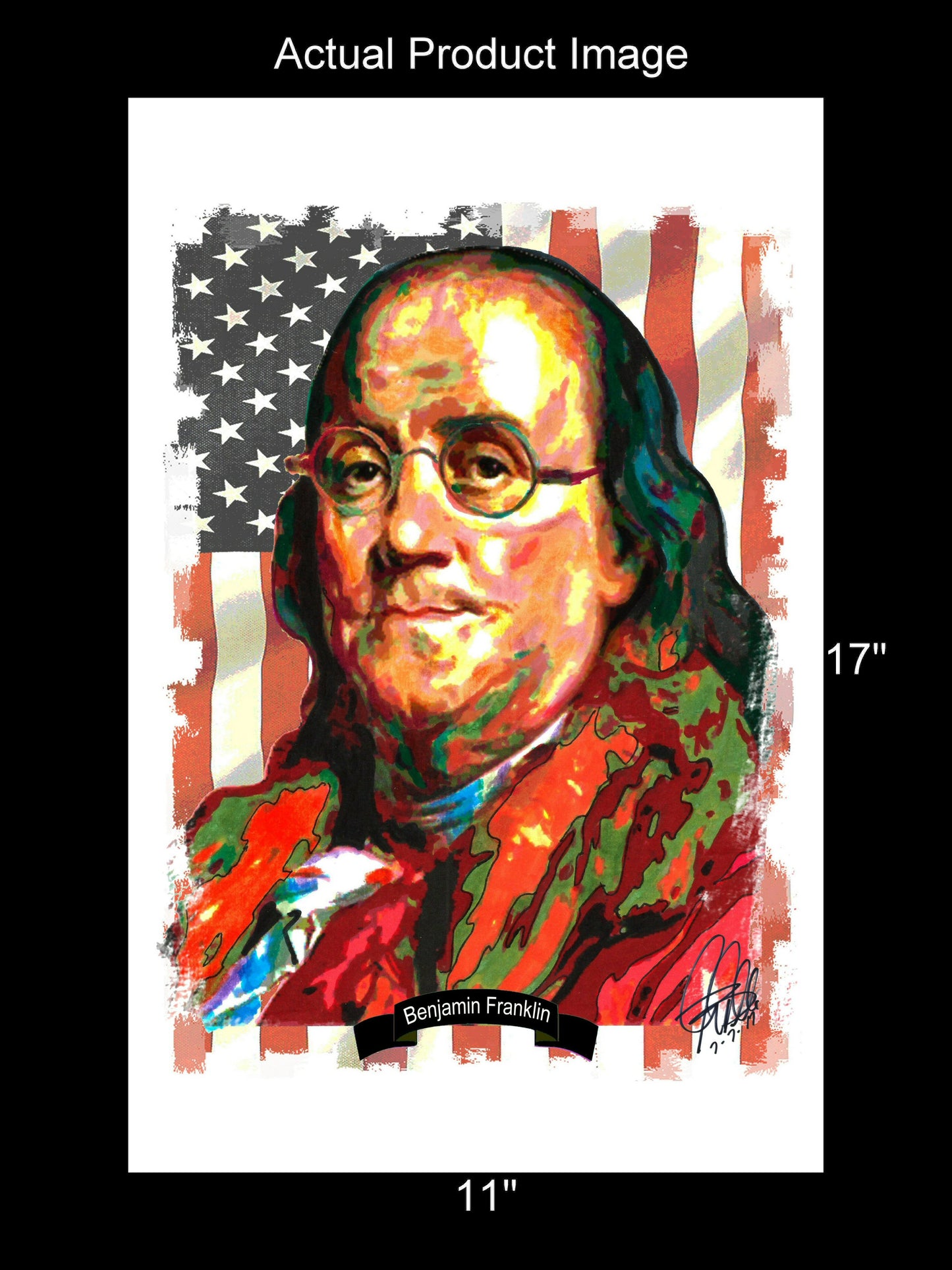 Benjamin Franklin Founding Fathers United States Poster Print Wall Art 11x17