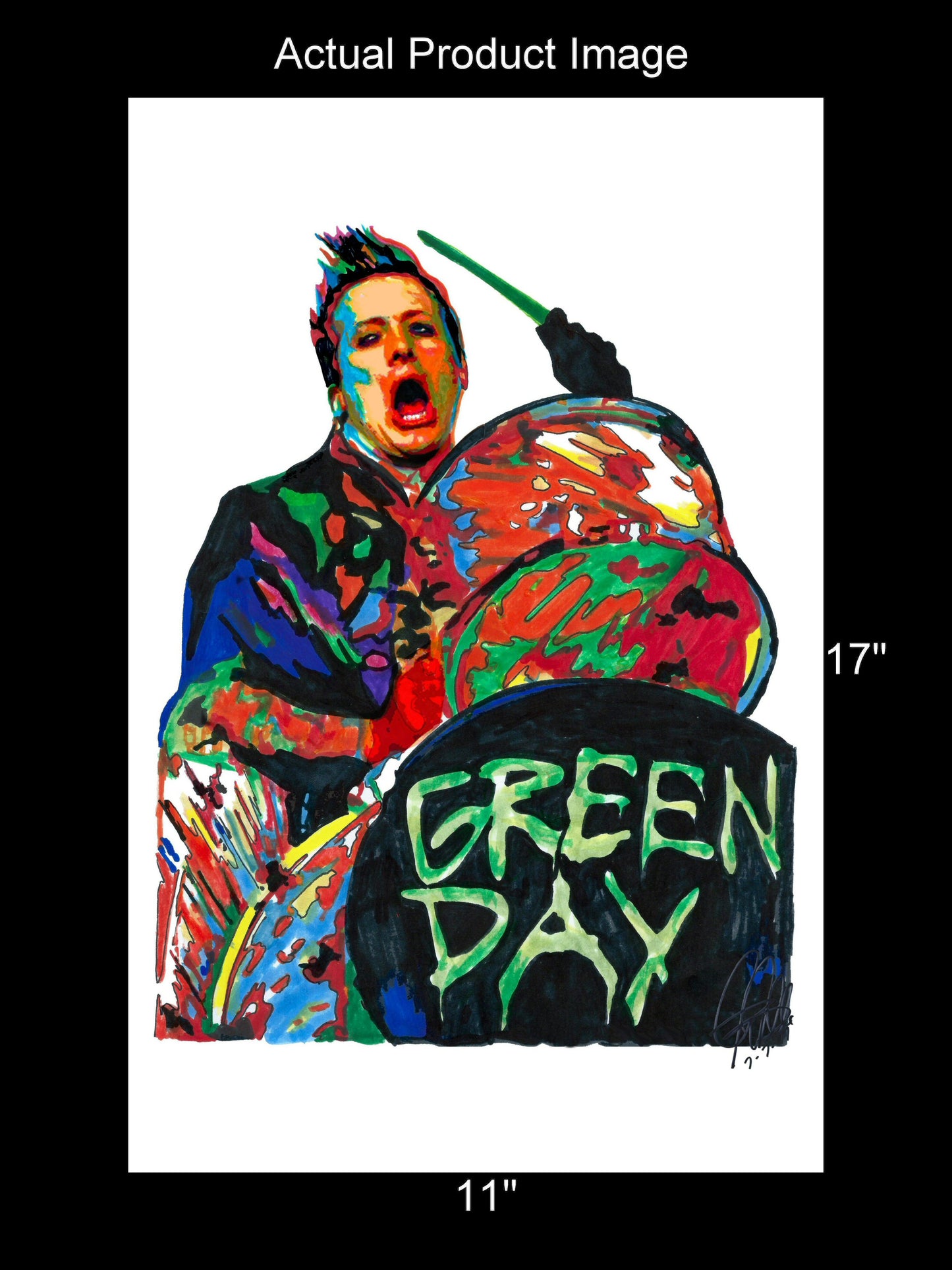 Tre Cool Green Day Drums Punk Rock Music Poster Print Wall Art 11x17