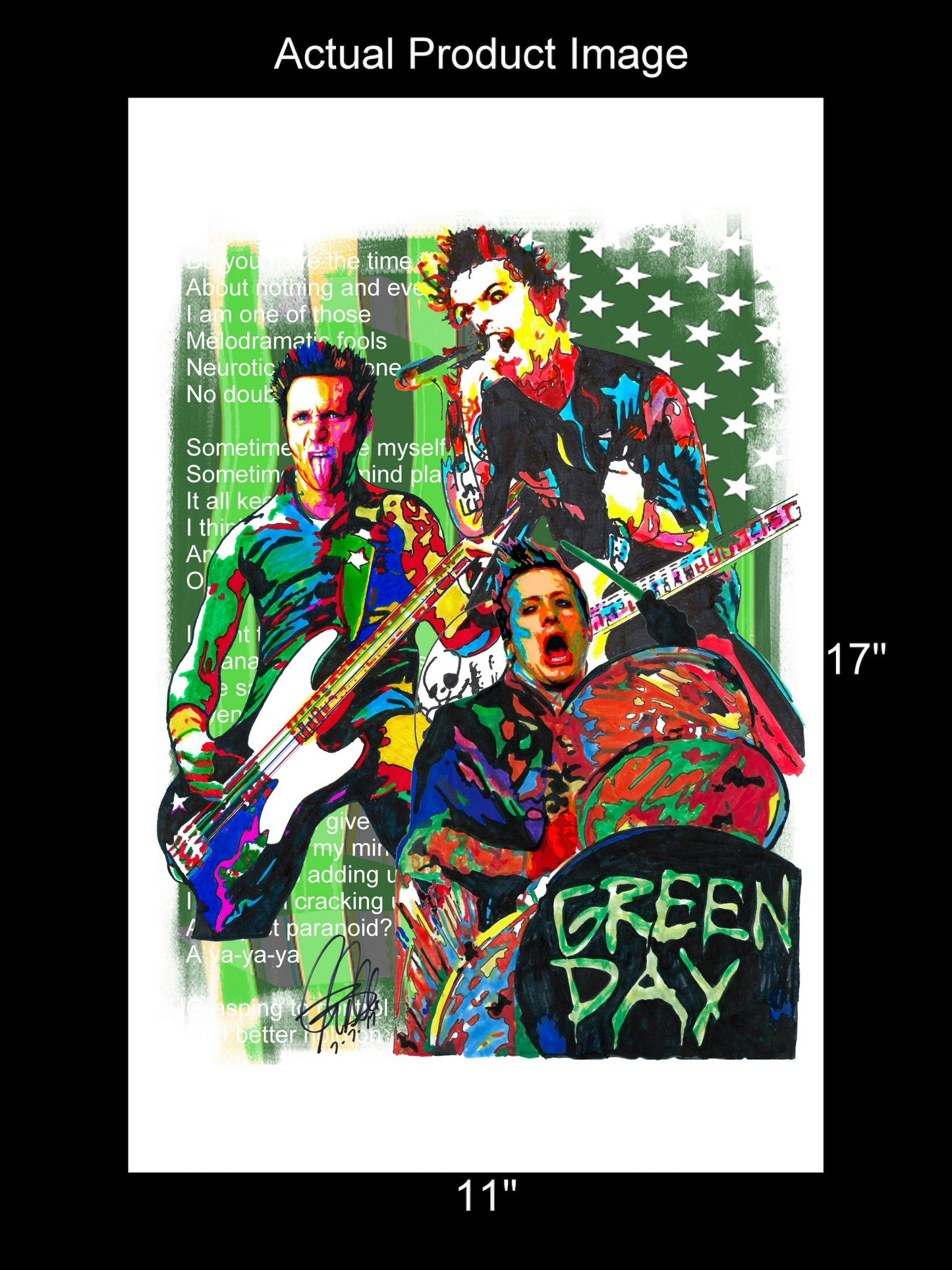 Green Day Punk Rock Poster Print Wall Art 11x17