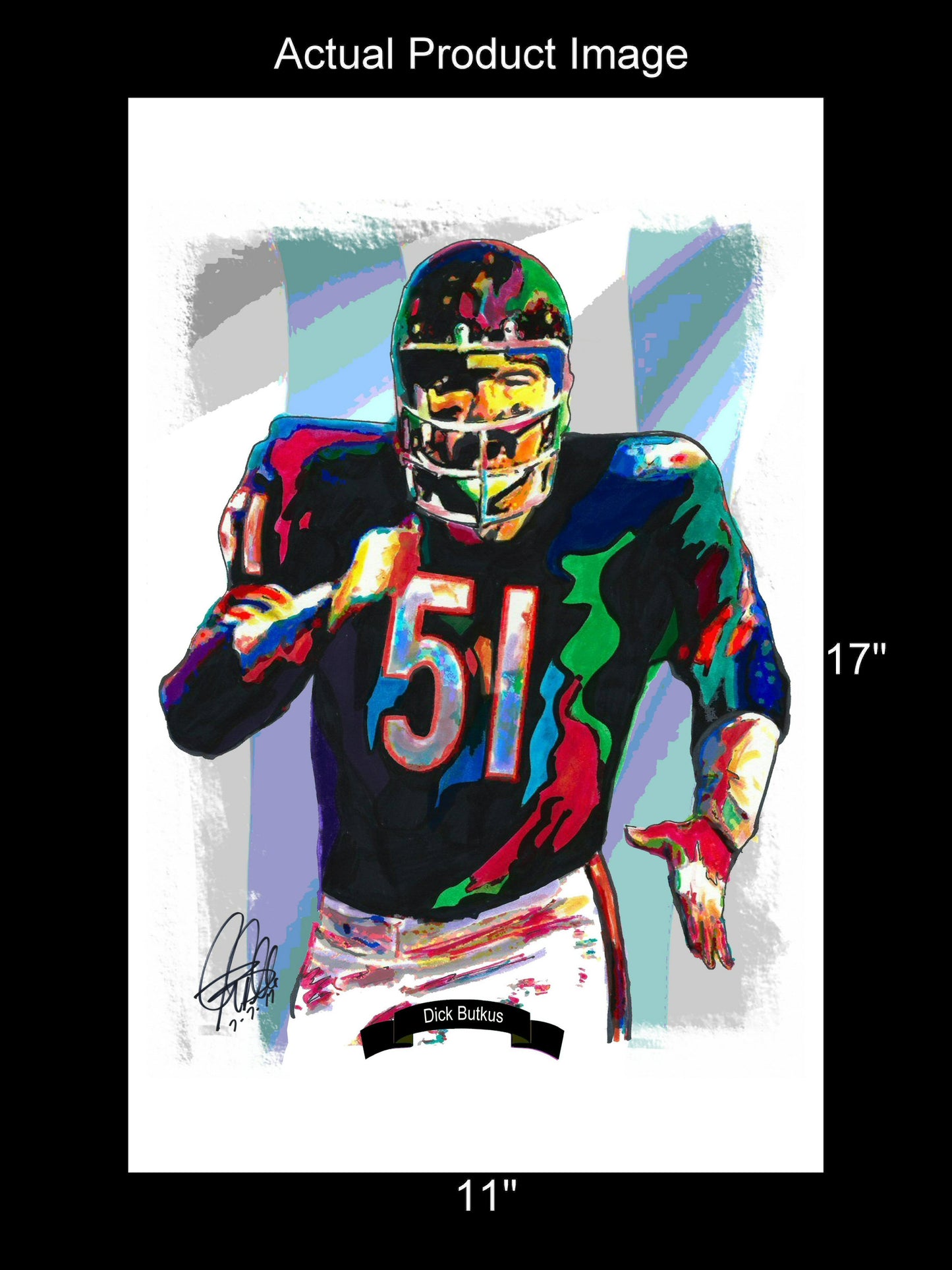 Dick Butkus Chicago Bears Football Print Poster Wall Art 11x17