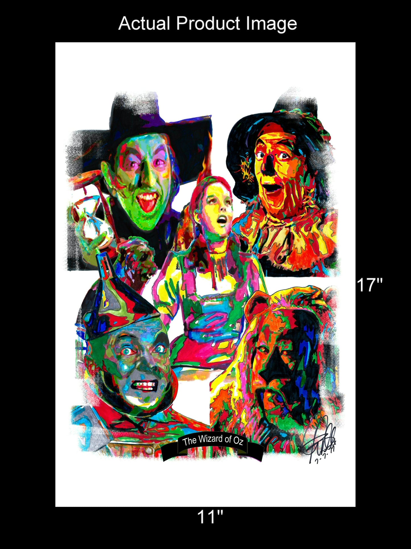 The Wizard of Oz Dorothy Wicked Witch Scarecrow Tin Man Lion Print 11x17